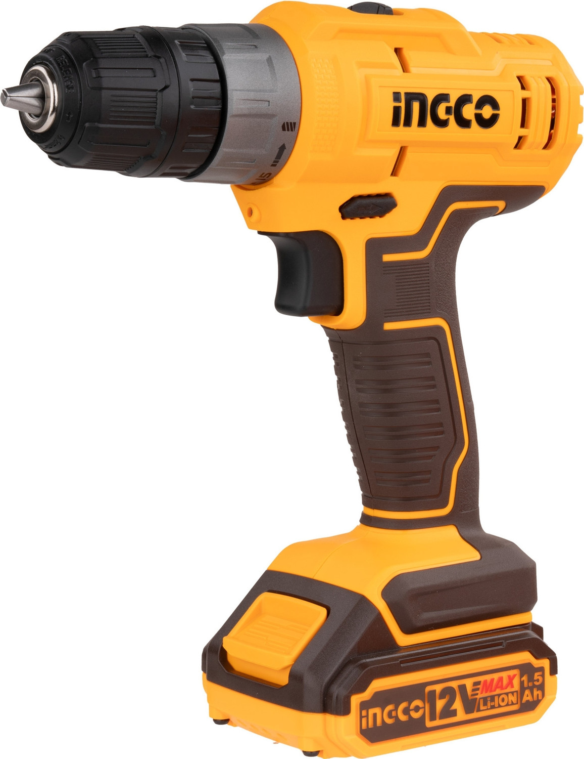 Image of INGCO 12V Cordless Drill Machine, 20Nm Torque, 10mm Keyless Chuck with LED Light Single Battery & Charger Cordless Drill