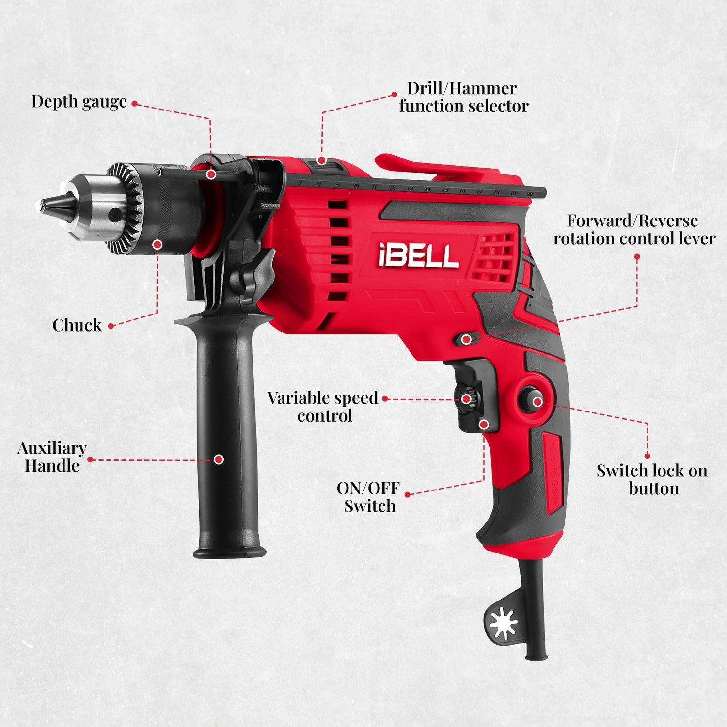 iBELL 650W Impact Drill ID13-75 with Copper Armature - Image 3