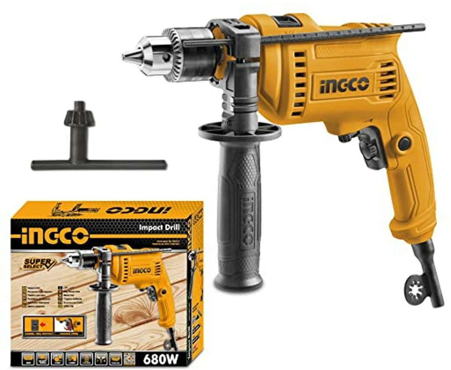 Image of INGCO ImpactVariable Speed Hammer Drill ID6808 0-3000rpm Pistol Grip Drill