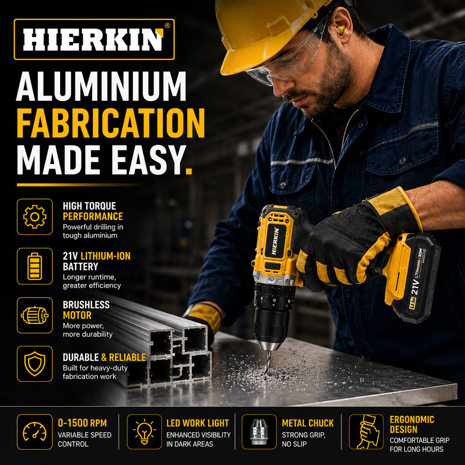 HIERKIN 21V Cordless Drill Driver Kit - Image 5