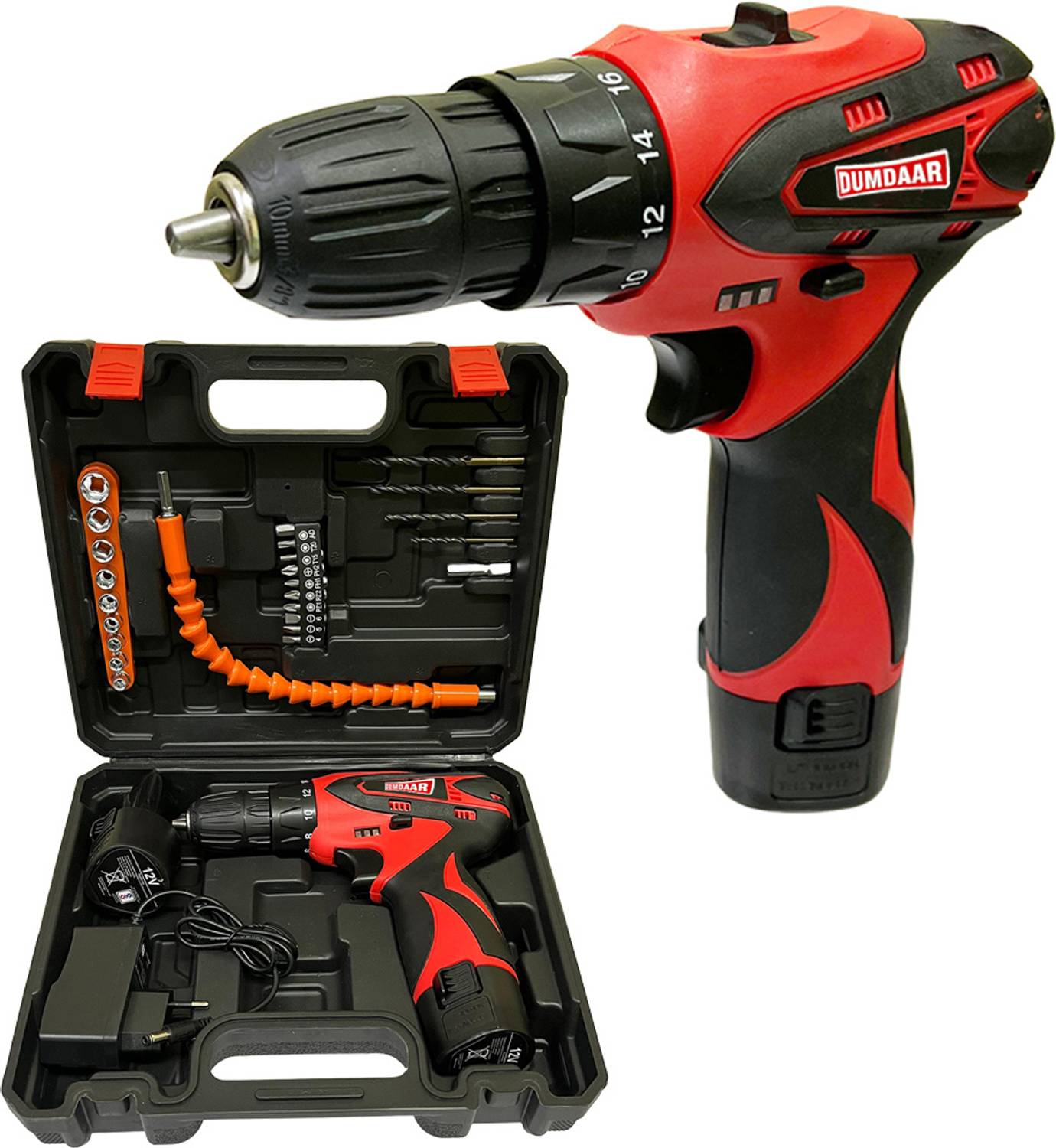 DUMDAAR 12V Cordless Drill Set - 25pcs, 2x1.5Ah Battery - Image 1