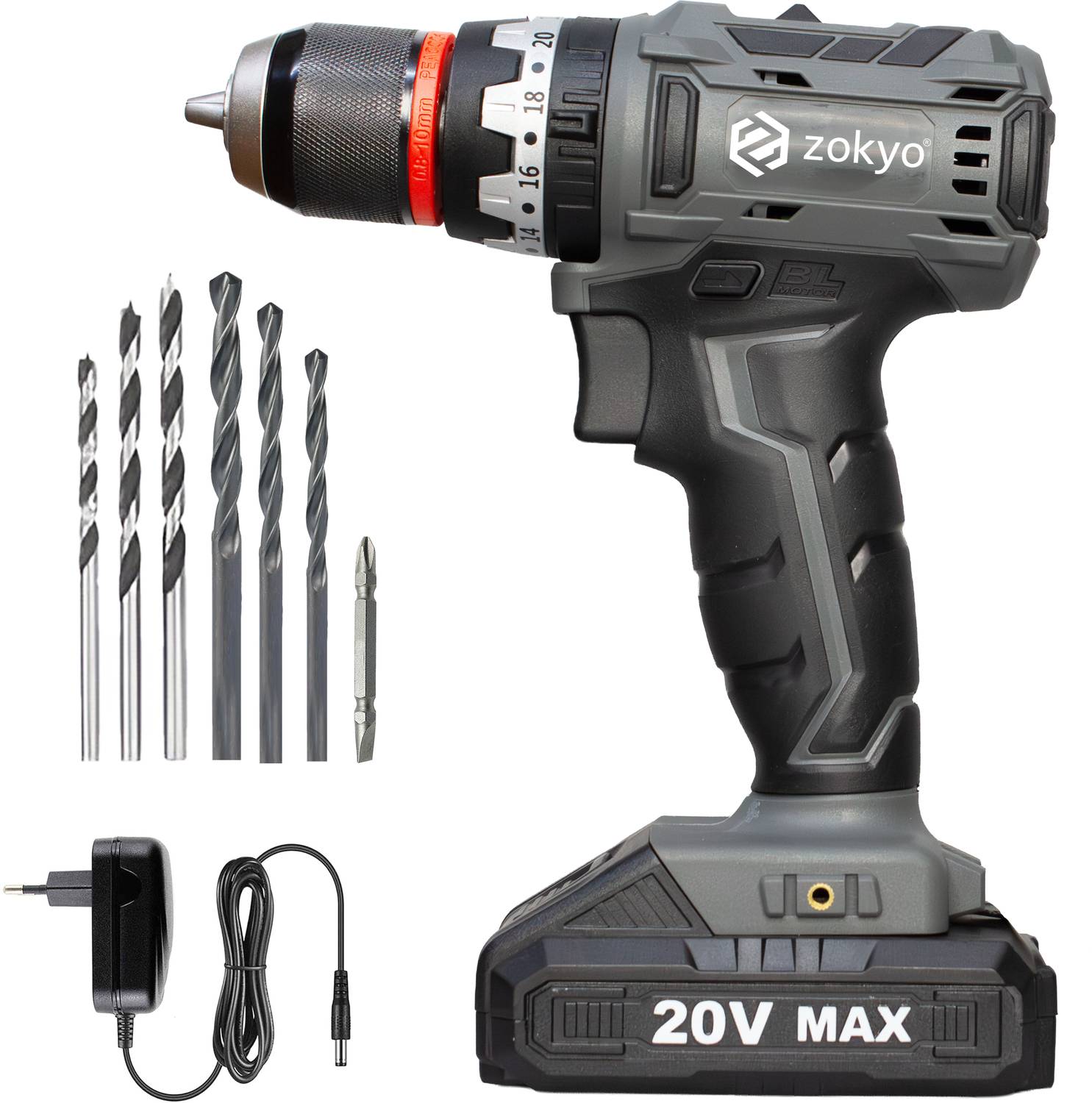 ZOKYO 20V Cordless Impact Drill WT BM18-38, 35Nm, Brushless Motor