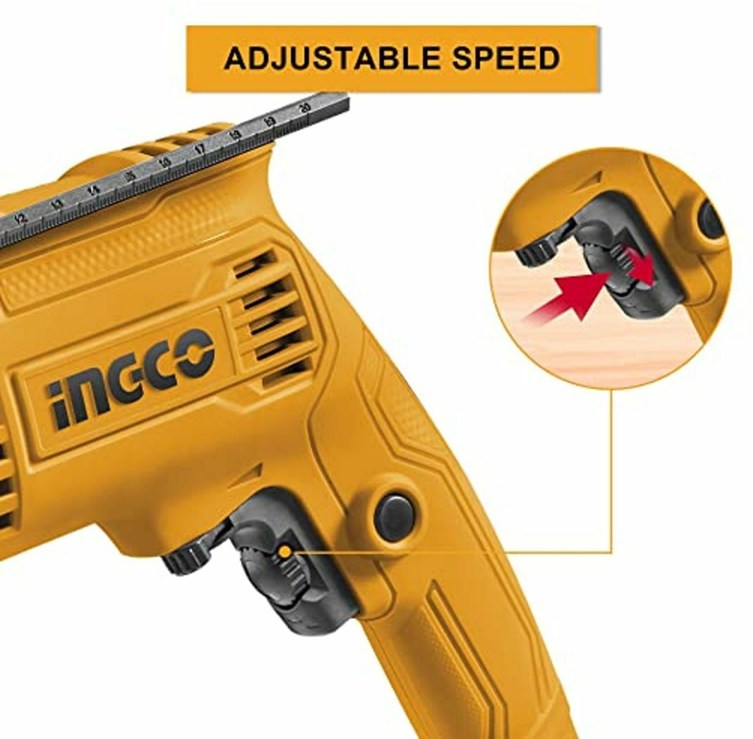 Image of INGCO ImpactVariable Speed Hammer Drill ID6808 0-3000rpm Pistol Grip Drill