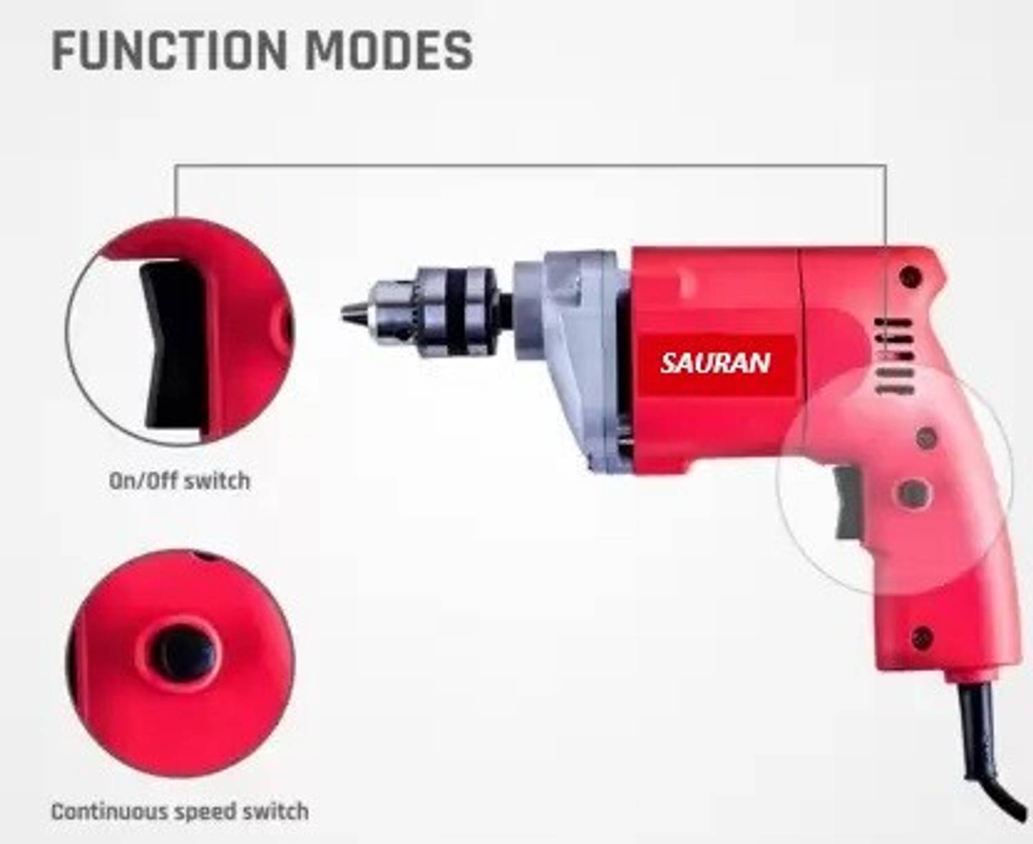 Sauran 10mm Heavy Duty Drill Machine PT61 - Image 4