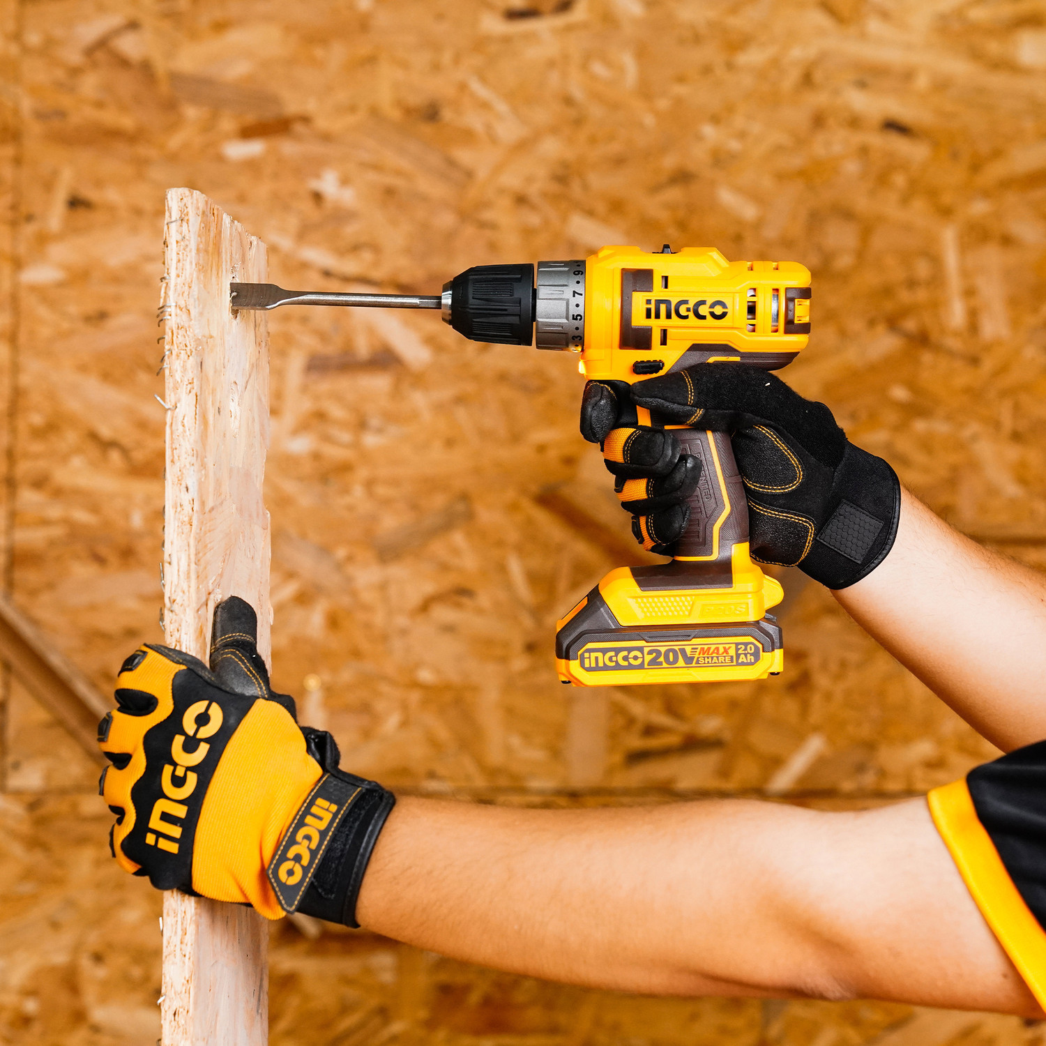 Image of INGCO Lithium-Ion Cordless Drill, 20V INGCO Power Tools, with 1pcs 2.0Ah Battery and Charger, Cordless Drill