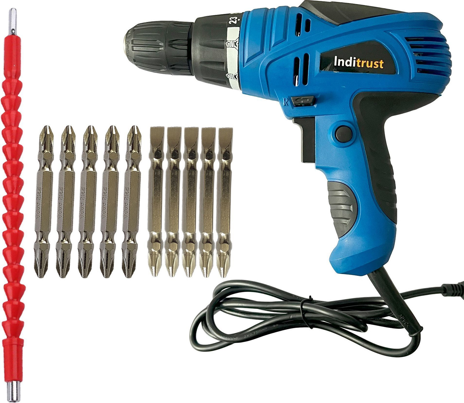 Image of Inditrust 6 months warranty 10mm 350W Electric Screwdriver Machine with 10 ph2 1 flexible screwdriver bit Pistol Grip Drill