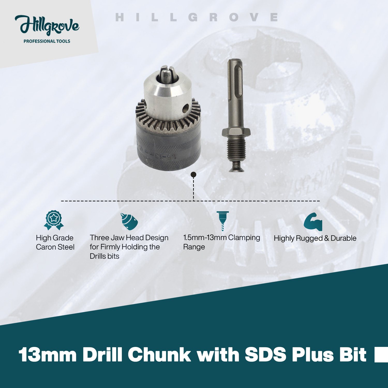 Image of Hillgrove HGCM1365M1 1200W 100% Copper Winding 26mm Rotary Hammer Impact Gun Chipping HGCM1365M1 Hammering Drilling Breaker Drill Machine Kit Set with Angle Grinder Rotary Hammer Drill