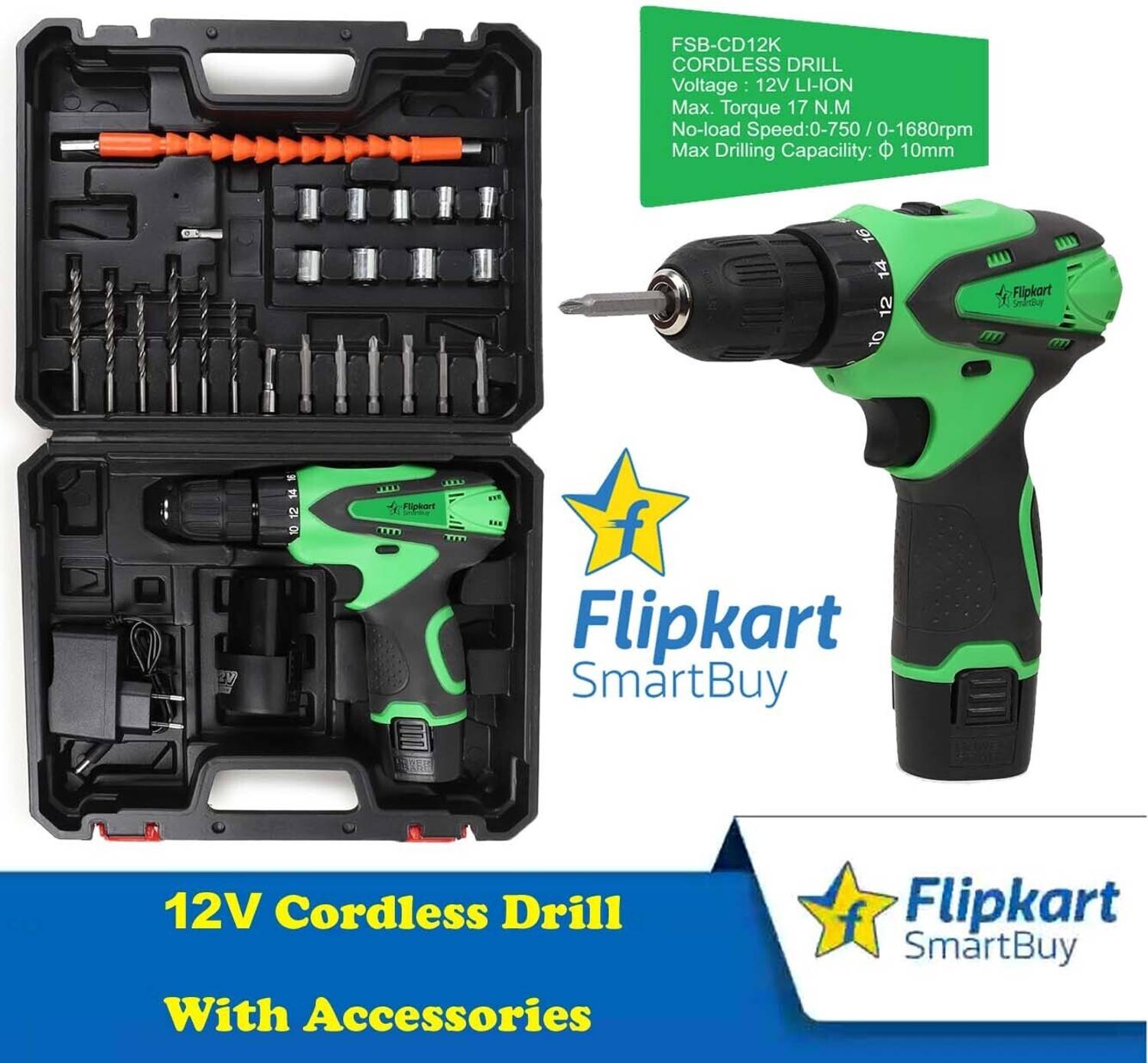 Flipkart SmartBuy FSB-CD12K 10mm Cordless Drill Driver - Image 1
