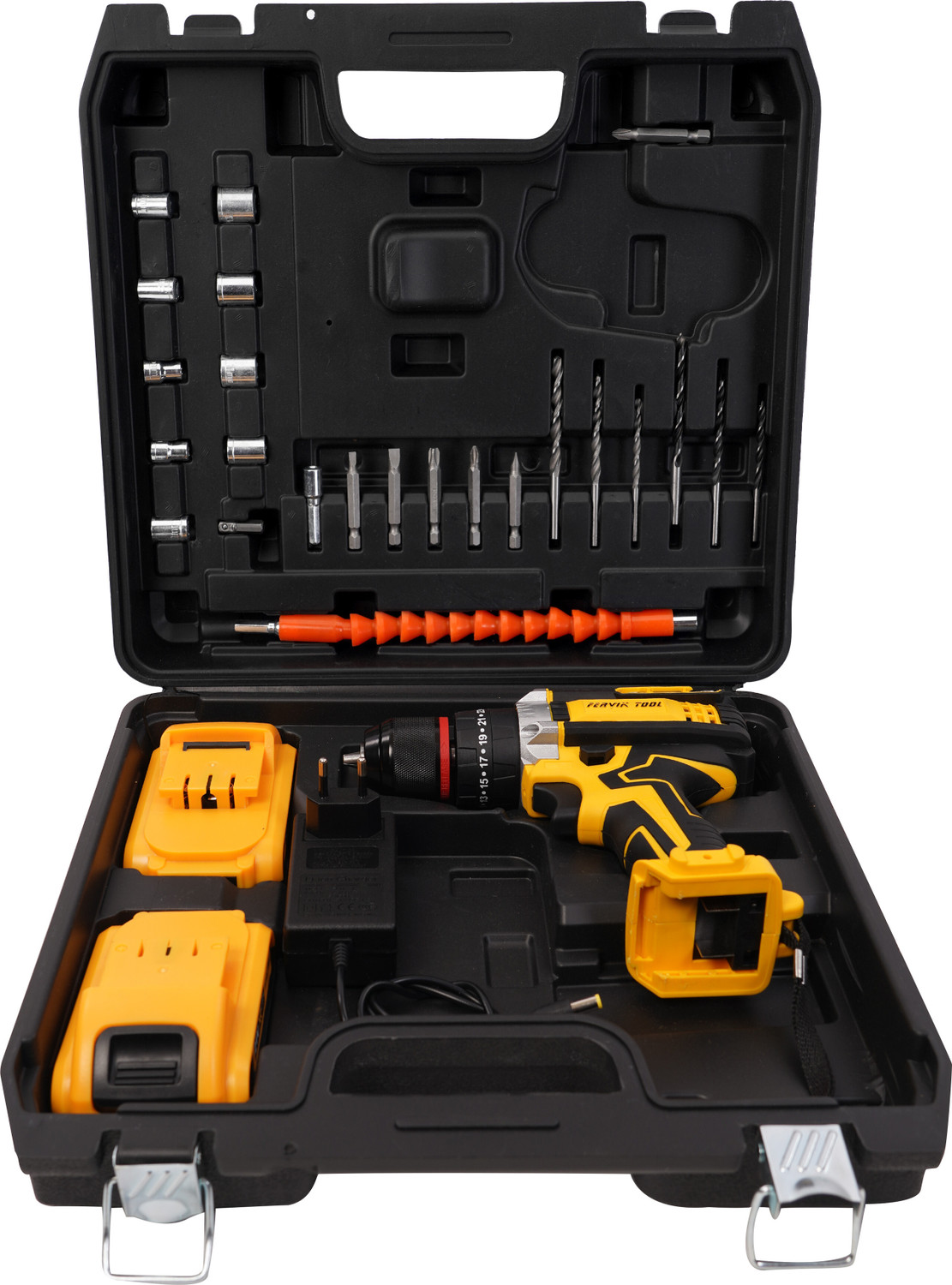 Image of FERVIK 21V Cordless Drill Machine | 10mm Keyless Metal Chuck | 2-Speed Power Tool F-2 METAL DRILL Cordless Drill