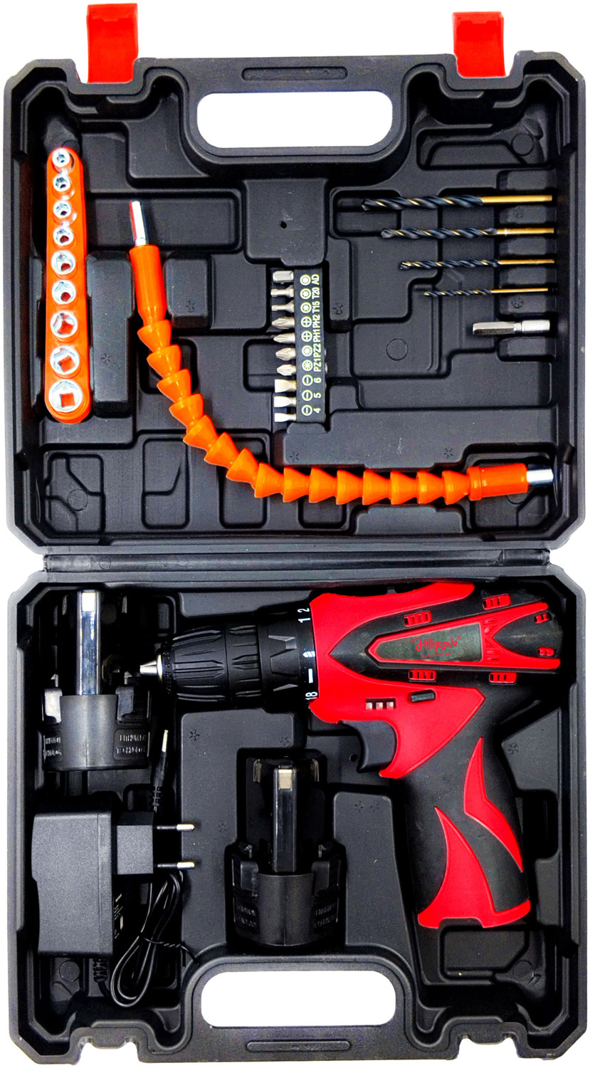 Image of Hillgrove HGCM1380M3 12V 10mm Electric Wireless Mini Cordless Charging Screw Drilling HGCM1380M3 Wall Hole Battery & Charger Power Drill Machine Kit Set for Home Use Cordless Drill