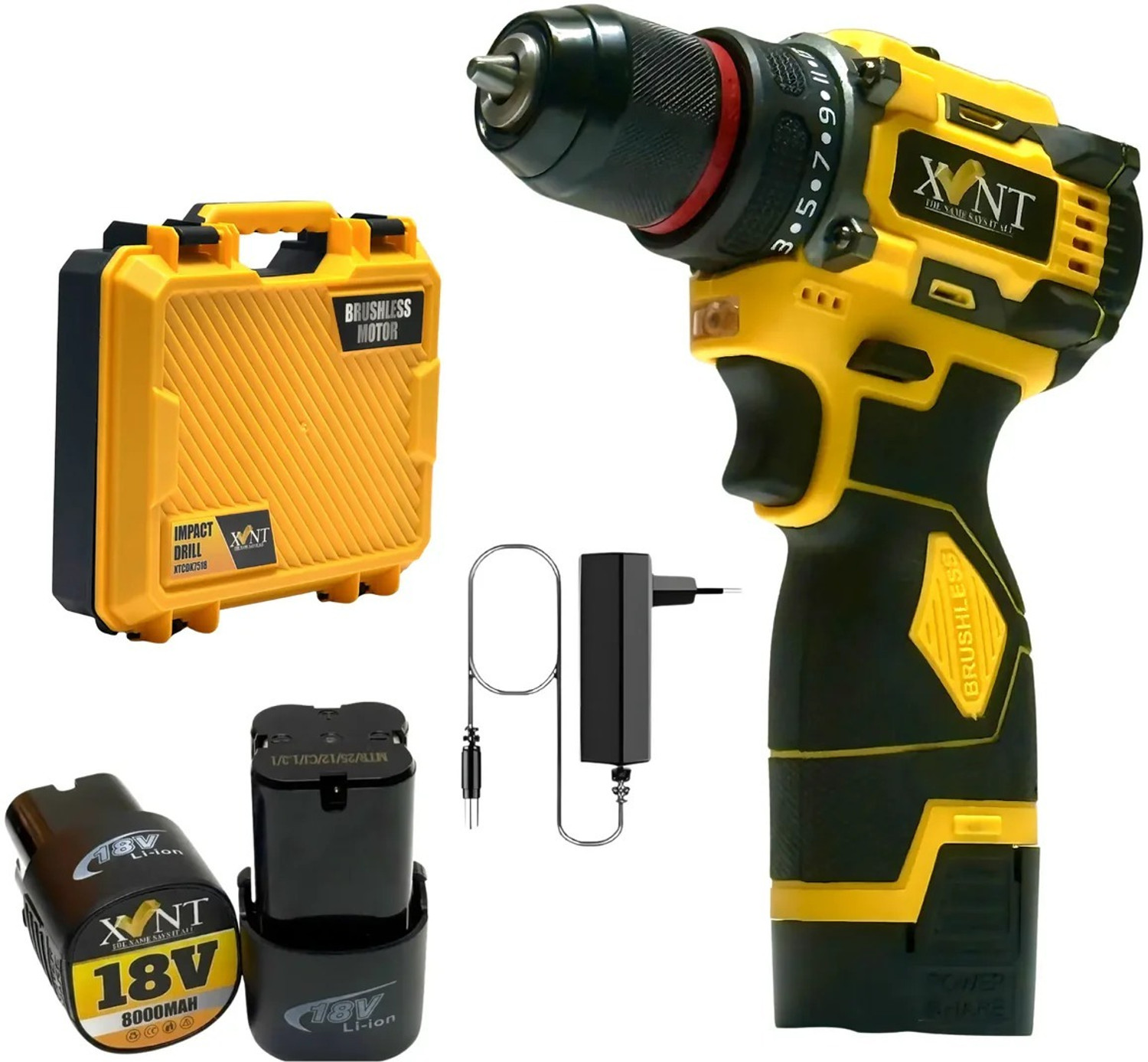 Image of NTH XLNT 18V Cordless Drill Machine with 10mm Metal Chuck, 0-1500 RPM Dual Speed Lithium Battery & Charger for Wood, Metal, Plastic and Installation Work Cordless Drill