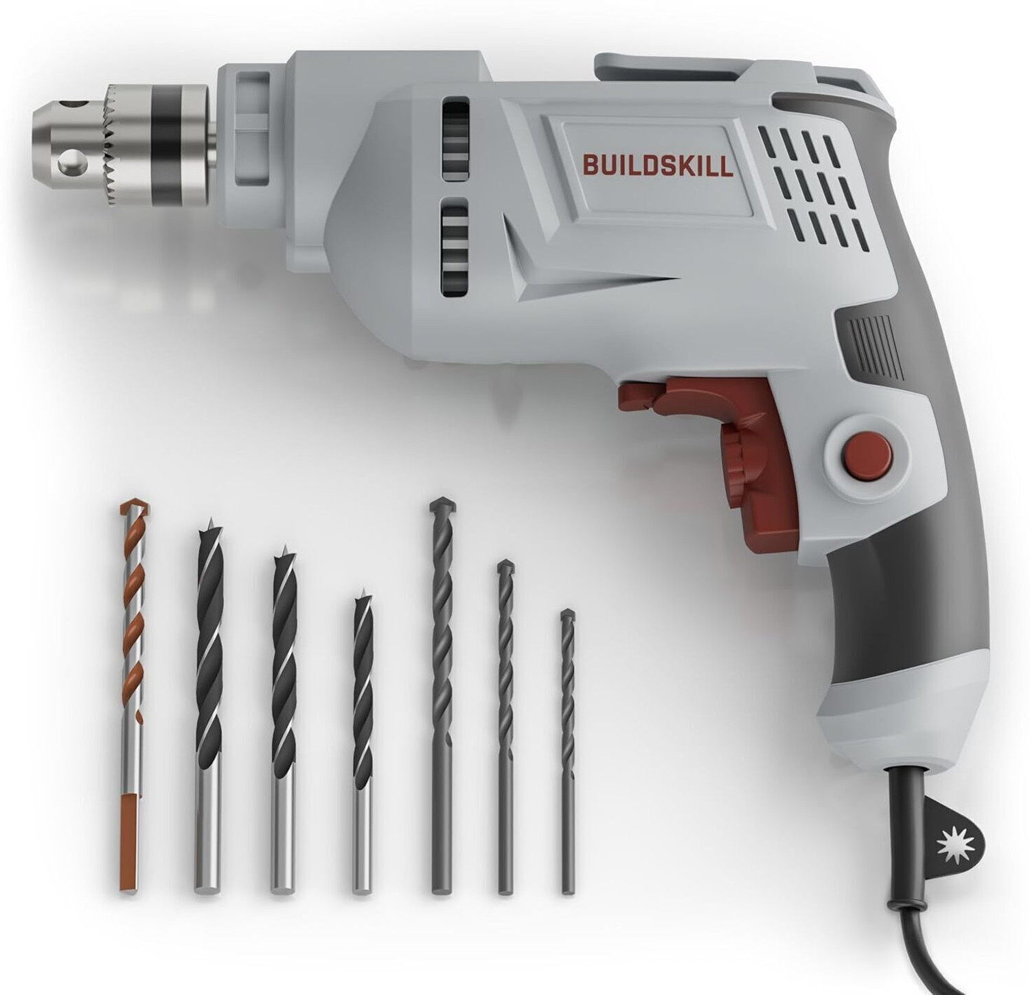 Image of BUILDSKILL 400W Electric Drill Machine | 2800RPM Variable Speed | Forward-Reverse | 7 Bits BED10400 Pistol Grip Drill