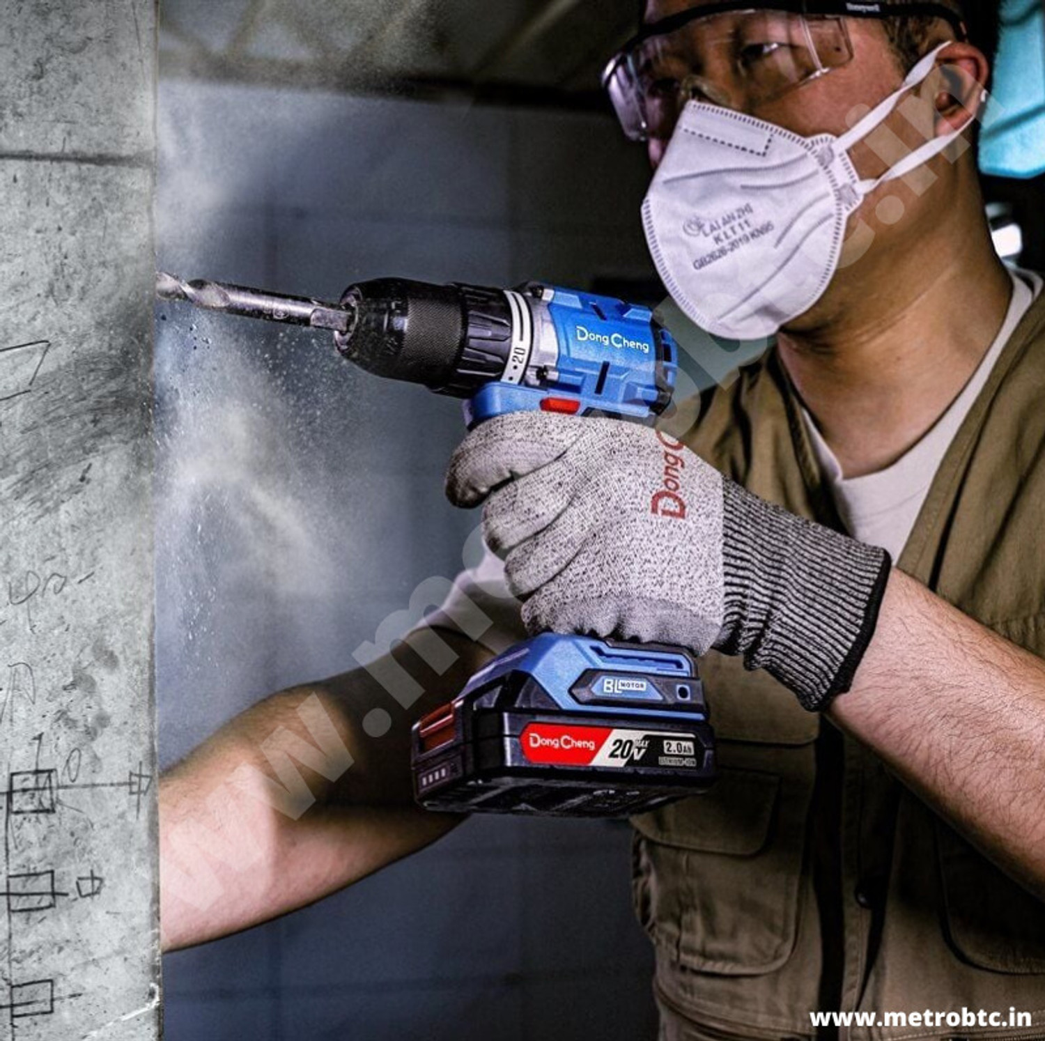Image of Dongcheng CORDLESS BRUSHLESS DRIVER /HAMMER DRILL 20V MAX LI-ION BATTERY & 50NM MAX TORQUE Power & Hand Tool Kit