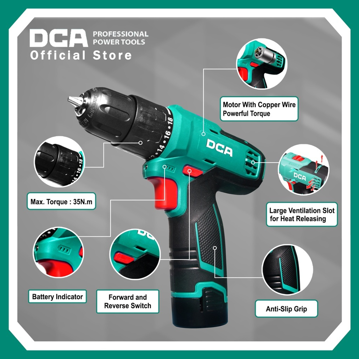 Image of DCA MAYUR DCA CORDLESS DRILL 1202E WITH 2 BATTERY ,1 CHARGER, 1 BIT DCA Cordless Drill