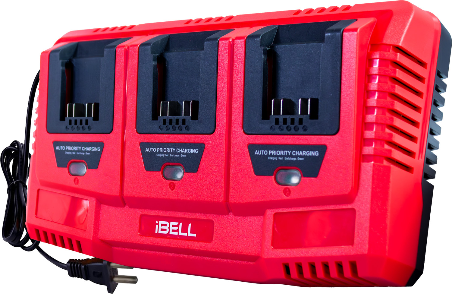 iBELL One Power Series Li-Ion Tri Charger,3 Slot 21V Battery Charger with USB Port,65W Fast Charging,3A Output,AC 100-240V~ 50/60Hz Input,Priority Sequential Charging, Cordless Drill