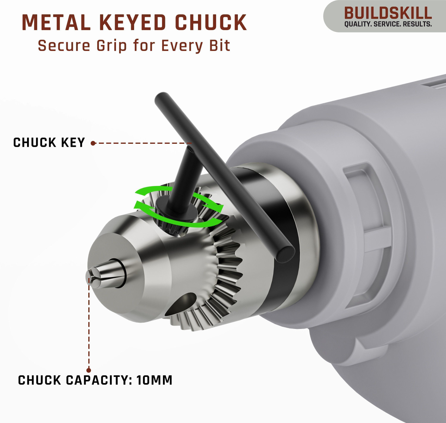 Image of BUILDSKILL 400W Electric Drill Machine | 2800RPM Variable Speed | Forward-Reverse | 7 Bits BED10400 Pistol Grip Drill