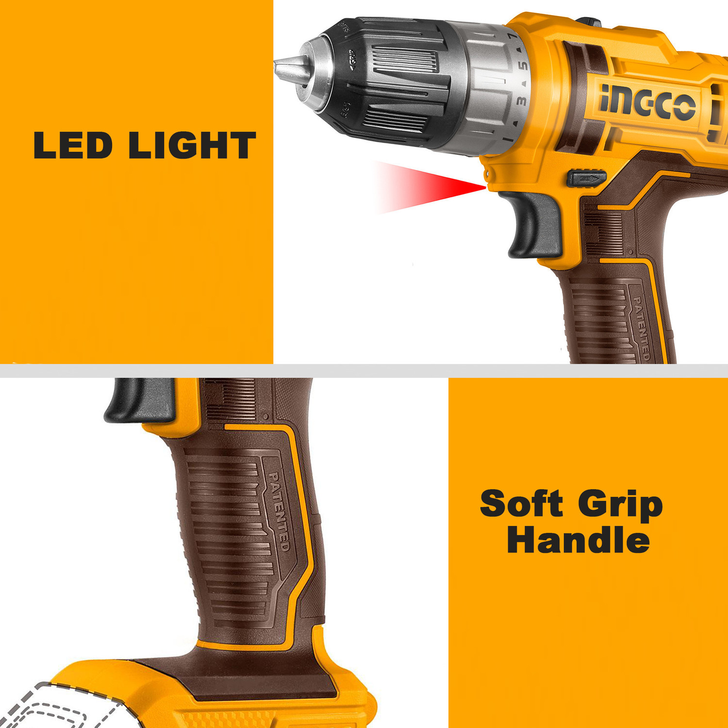 Image of INGCO Lithium-Ion Cordless Drill, 20V INGCO Power Tools, with 1pcs 2.0Ah Battery and Charger, Cordless Drill