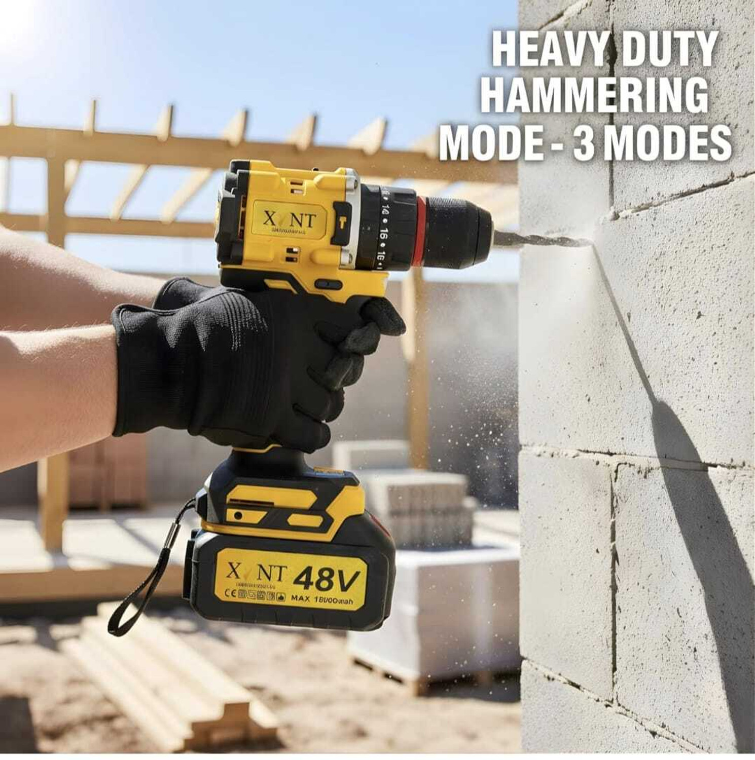 Image of NTH XLNT 2PCS 48V Cordless Brushless 52Nm Impact Drill & Angle Grinder Combo Kit, 3 3 Modes Hammer Drill 10mm,2x 15000mAh Battery, Fast Charger,BMC Carry Case,Heavy Cordless Drill