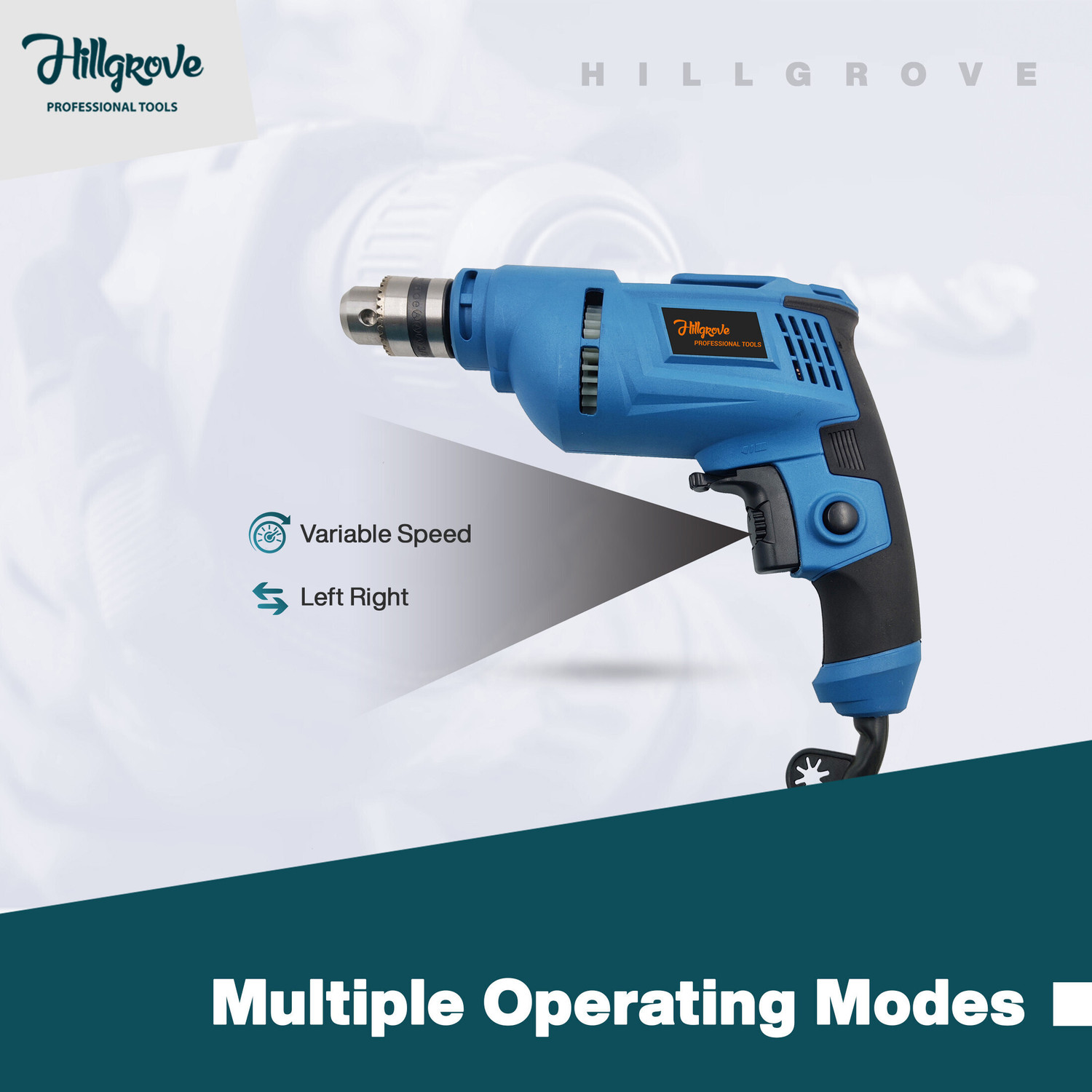 Image of Hillgrove HGCM1091M3 500W Power Drill Machine with 6Pcs Wood Working Hole Saw Drill Bits for Making Holes in Metal /Wood /Concrete HF0166 Pistol Grip Drill