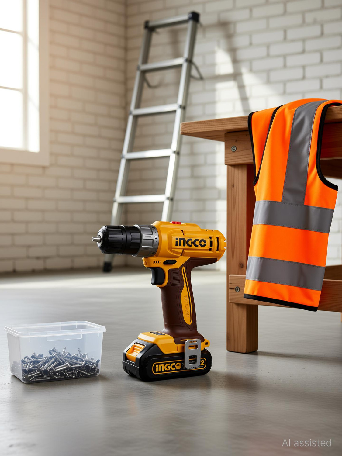 Image of INGCO 12V Cordless Drill Machine, 15+1, 20Nm, Variable Speed, LED, with 2pcs 1.5Ah Batteries and 1 Pcs Cr-V 65mm Bit, Cordless Drill (10 mm Chuck Size)