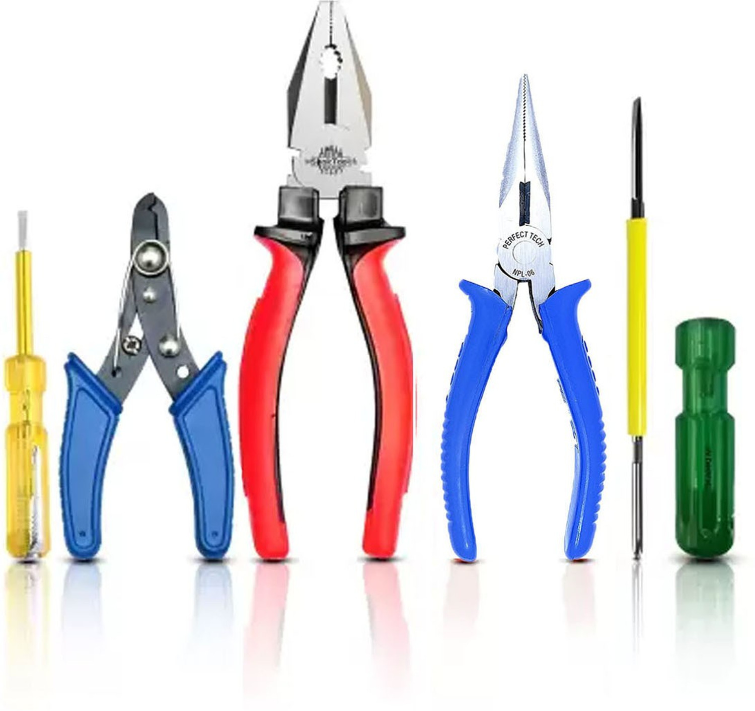 Image of Kshivi 2 in 1 Screwdriver with 8 inchinch Plier 6 Inch Nose Plier Wire Cutter n Line Tester Combination Screwdriver Set (Pack of 5)