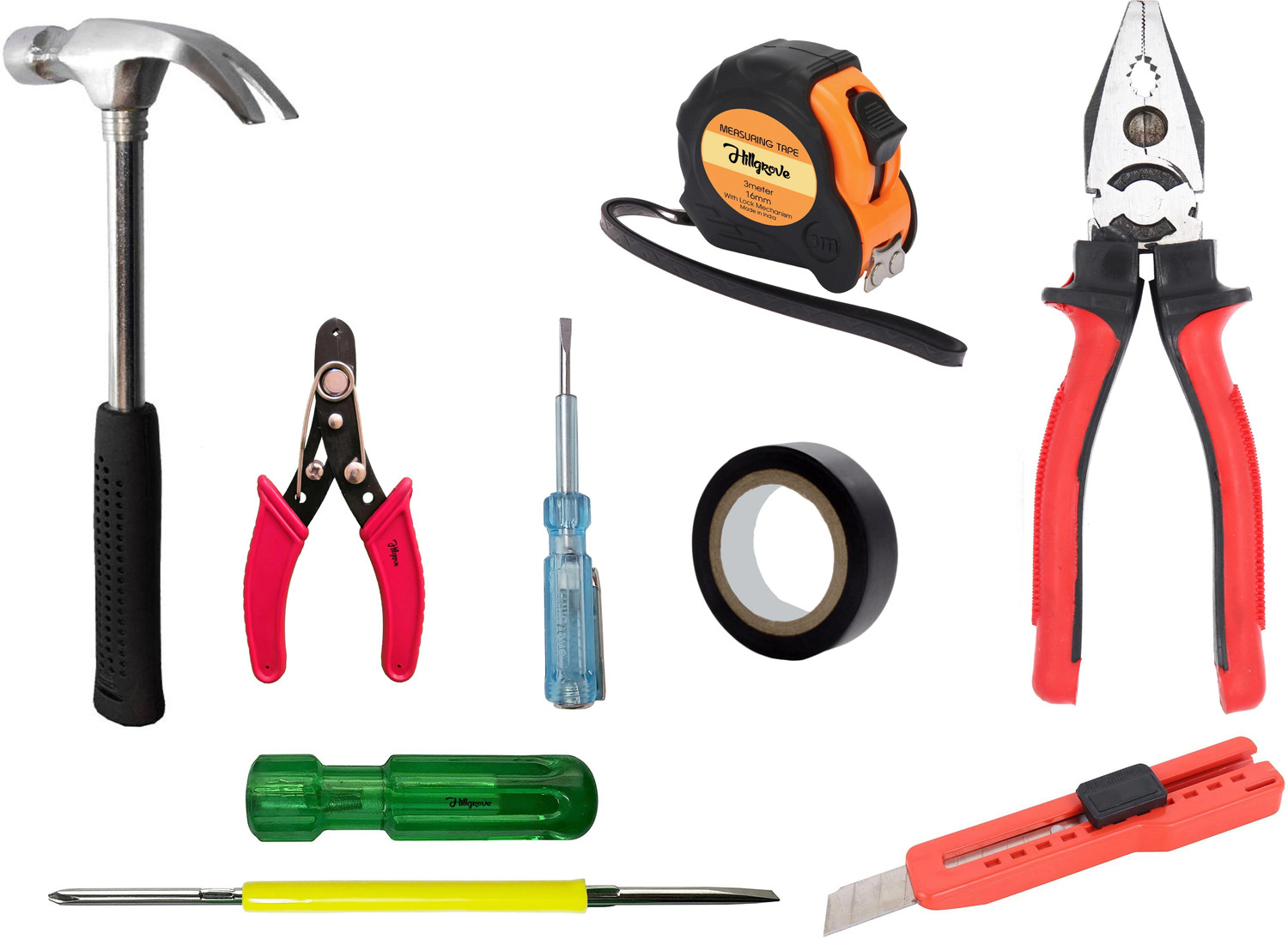 Image of Hillgrove Combo Pack Household DIY Hand Tool Kit (8 Tools) Hand Tool Kit