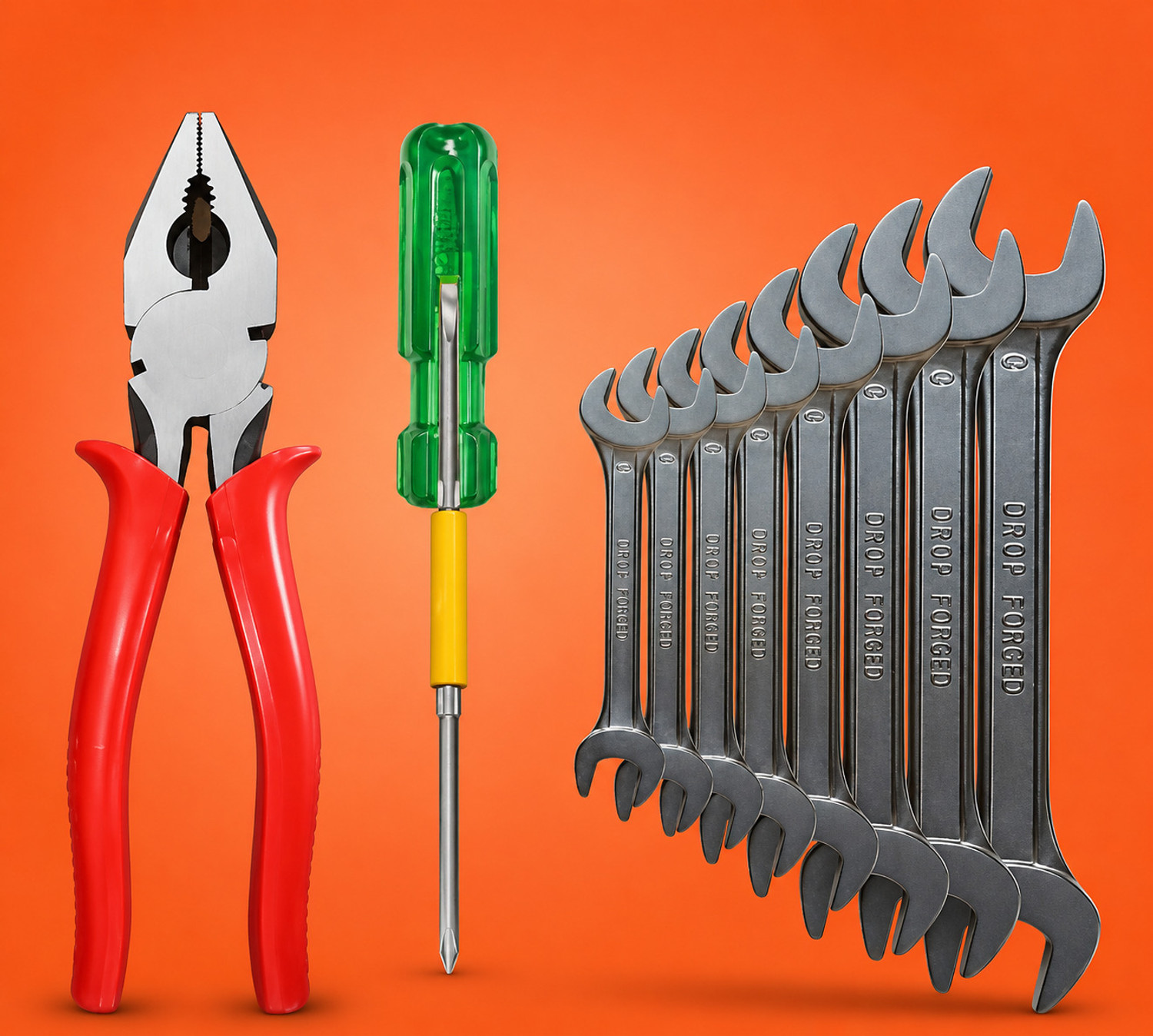 Image of tapaia 8Pcs Wrenches with 8 inch Plier & Screwdriver Hand Tool Kit