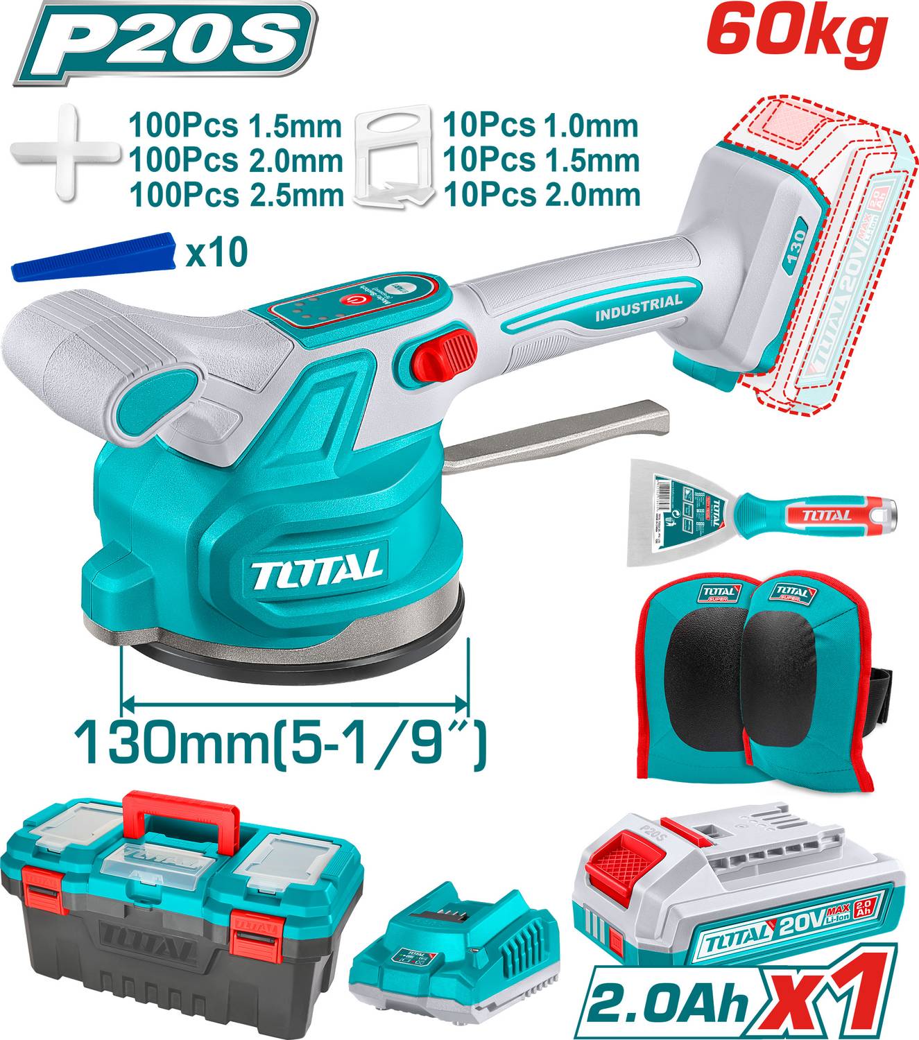 TOTAL 60Kg Cordless Tile Vibration Machine - Image 1