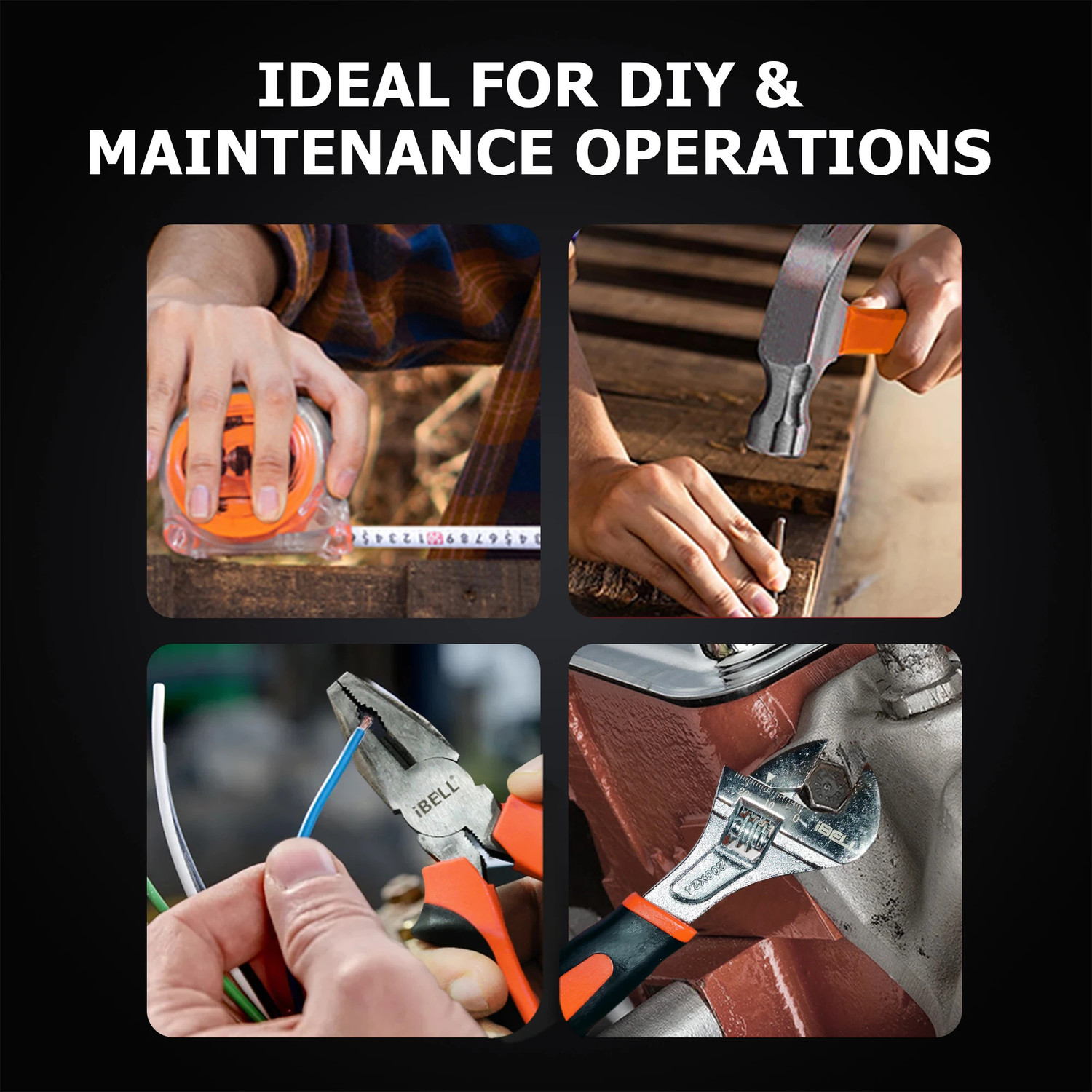 Image of iBELL Tool Kit with Impact Drill TD13-100, 650W, Copper Armature, Chuck 13mm Keyless Power & Hand Tool Kit