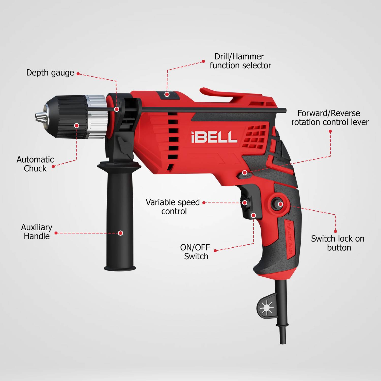 iBELL Impact Drill TD13-100 Tool Kit 650W - Image 4