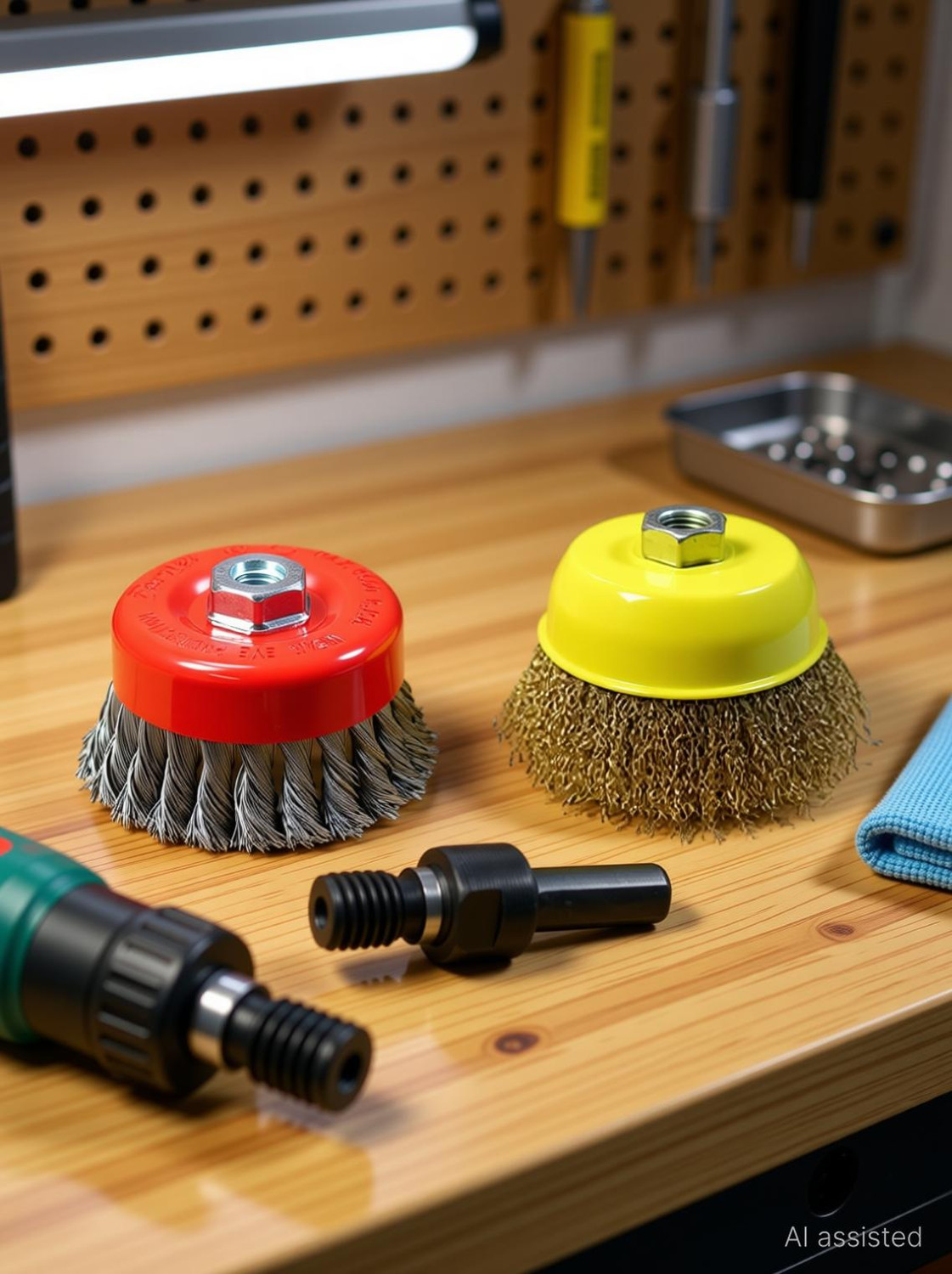 Image of Kshivi CBN44 Combo of Twisted Cup Brush and Non Twisted Cup Brush With Drill Attachment Wheel Brush (Pack of 2)
