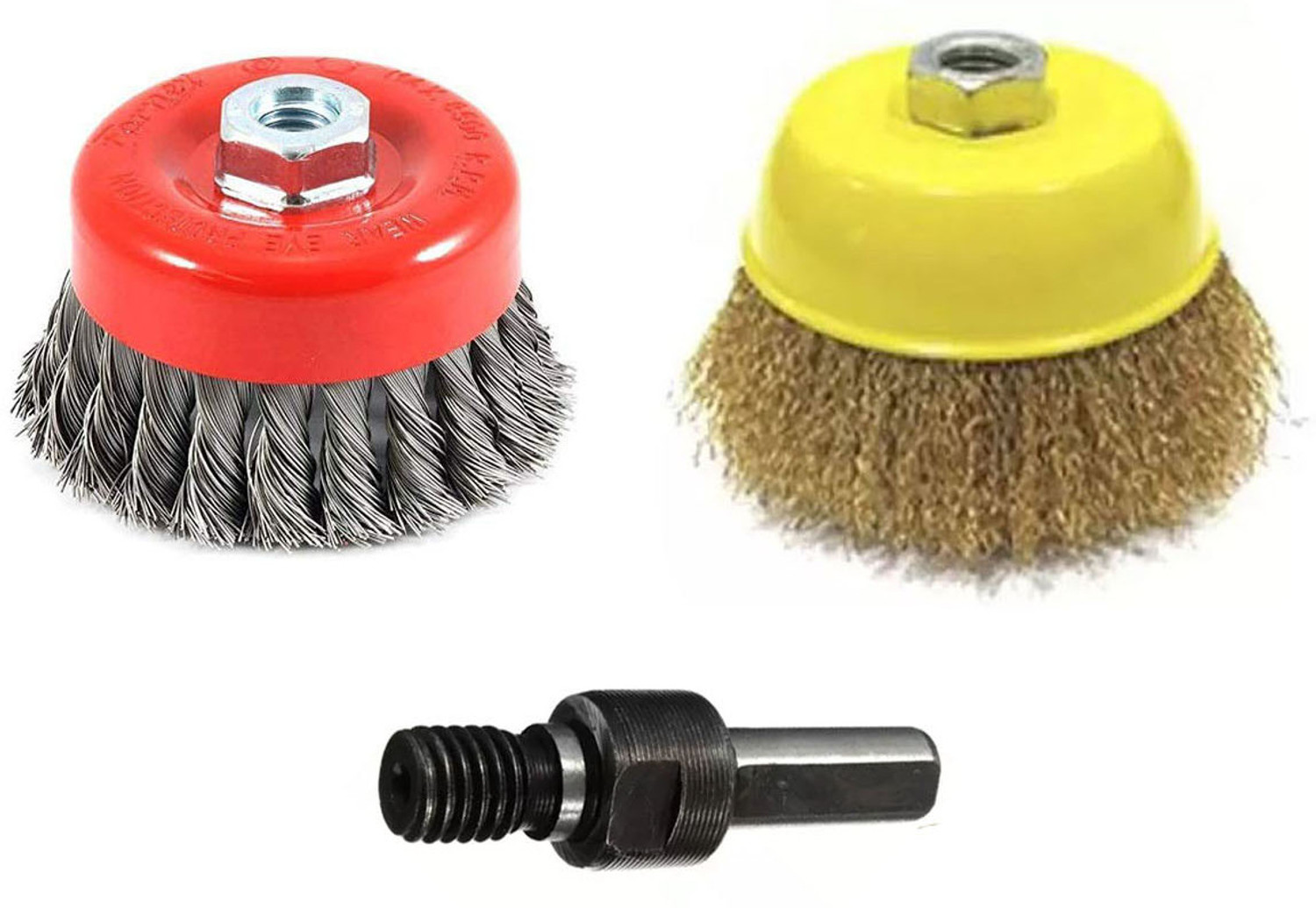 Image of Kshivi CBN44 Combo of Twisted Cup Brush and Non Twisted Cup Brush With Drill Attachment Wheel Brush (Pack of 2)
