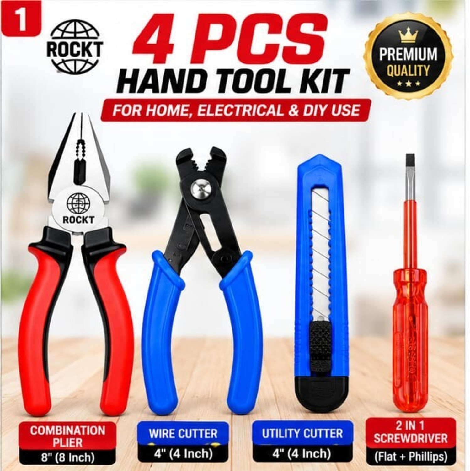 Image of ROCKT 4 PCS ROCKT Hand Tool Kit Hand Tool Kit