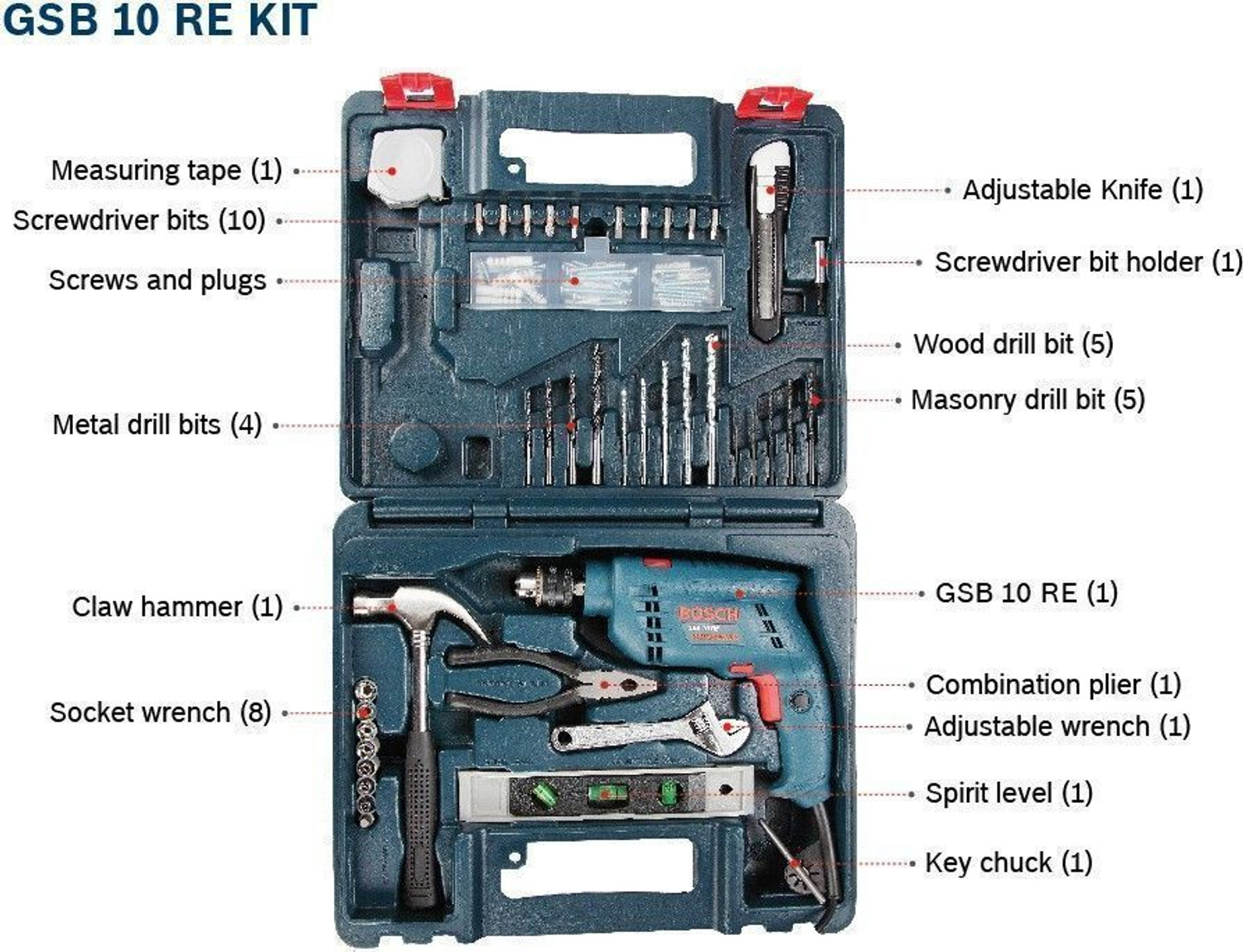 Image of BOSCH GSB 10 RE Kit Power & Hand Tool Kit