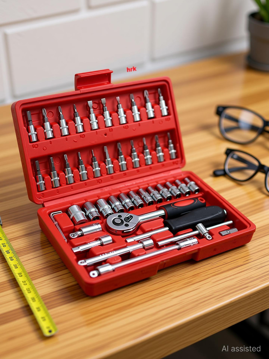 Image of HRNGLOBE High Quality 46pcs 1 /4-Inch Socket Set Tool Ratchet Torque Wrench Combo Hand Tool Kit