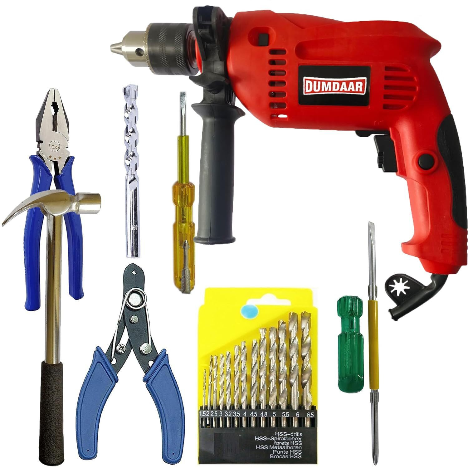 Image of DUMDAAR 13mm Electric Drill Machine 700W tool kit with 7 tools Power & Hand Tool Kit
