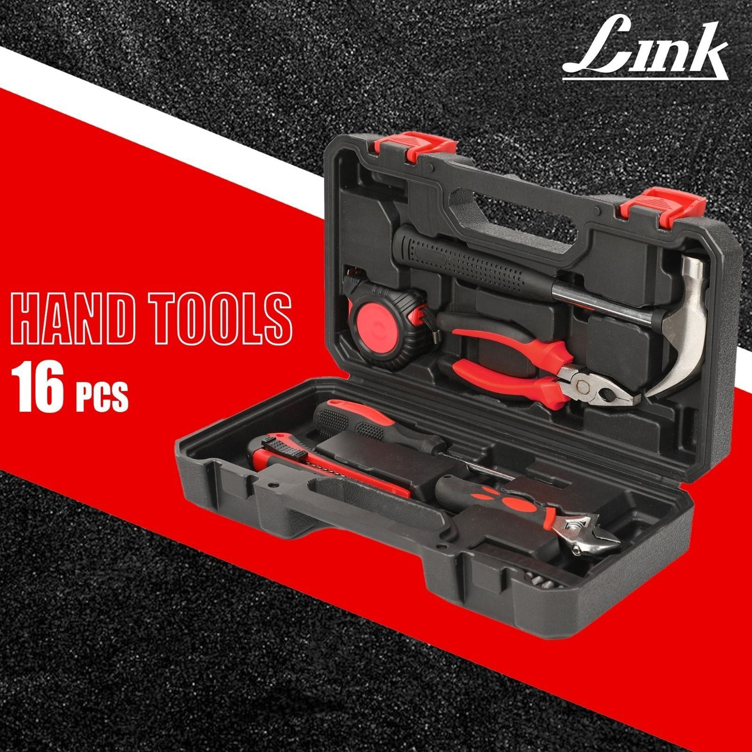 Image of Link 16-Piece DIY Hand Tool Kit for Home, Emergency Maintenance Hand Tool Kit (16 Tools)