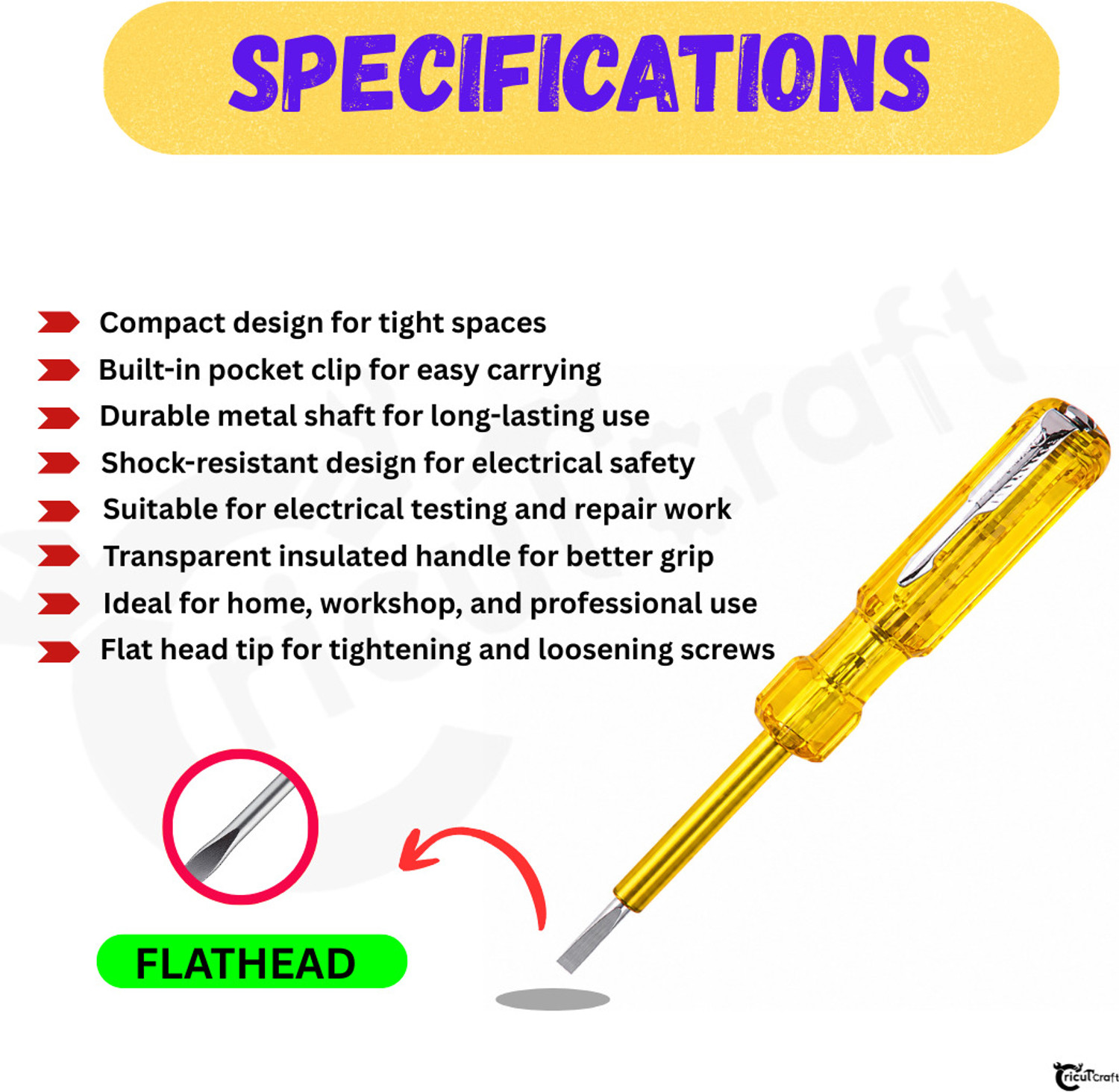 Image of CricutCraft DS3T 8 inch Lineman Plier 2in1 Screwdriver Tester for Multipurpose Use Hand Tool Kit