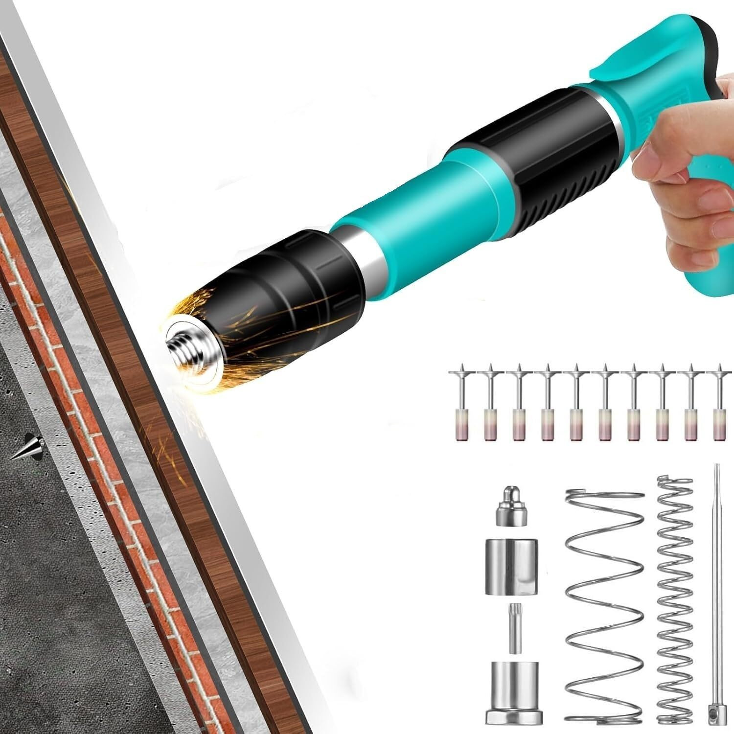 Image of ActrovaX MNG-57 5 Speed Adjustable Nail Gun with 12 Nails Cordless Nailer