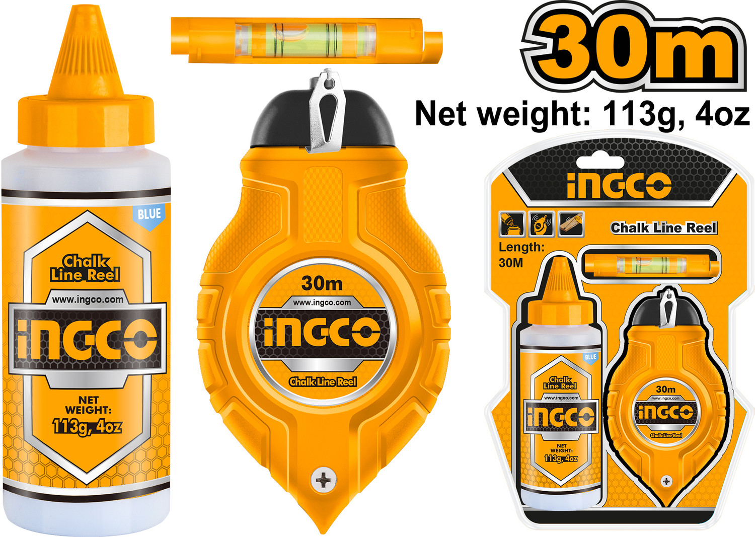 Image of INGCO Ingco HCLR0130 Chalk Reel Marking Kit Hand Tool Kit