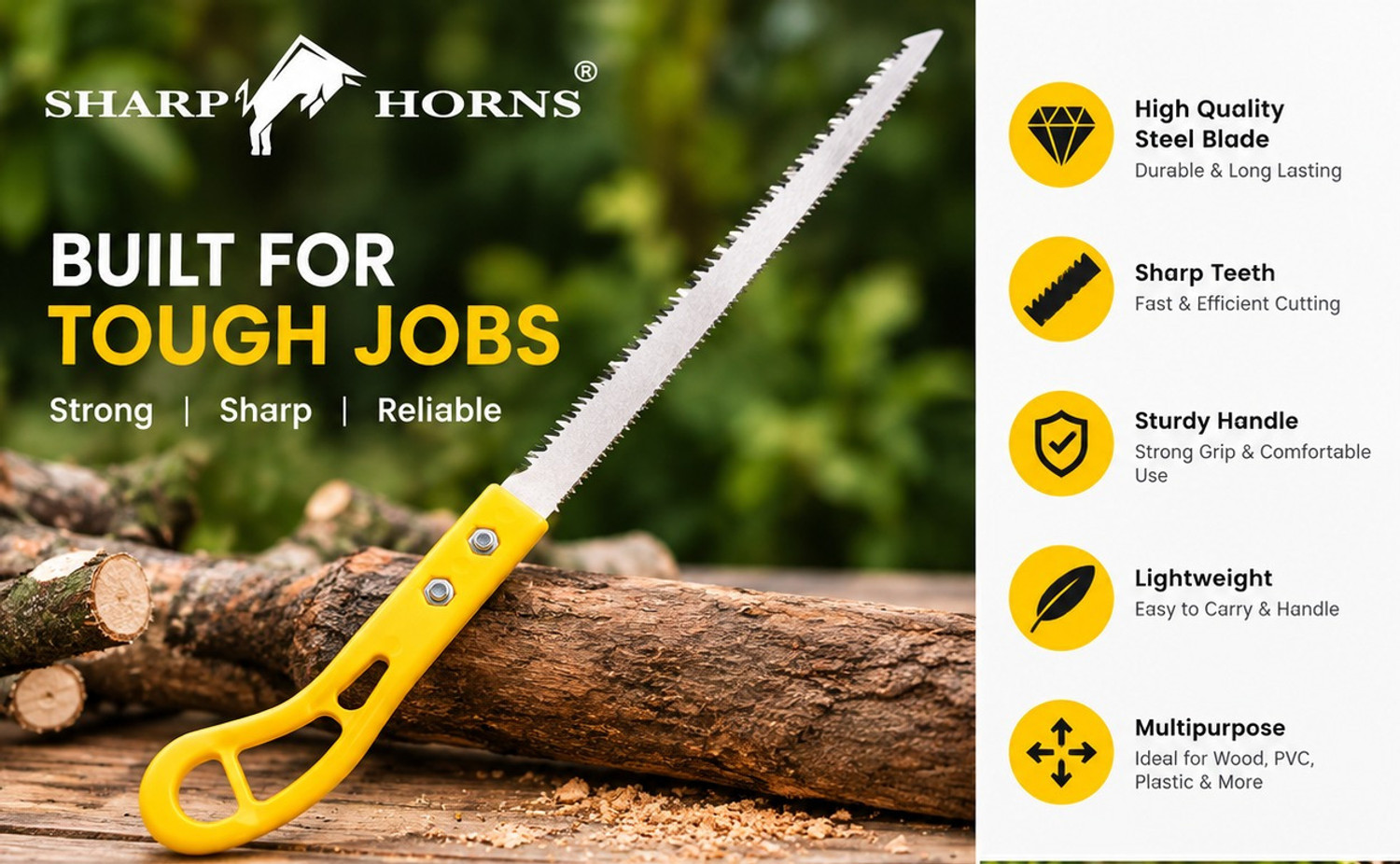 Image of SHARPHORNS Outdoor Portable , 9 Inch Rugged Blade Hand Saw Hand Tool Kit