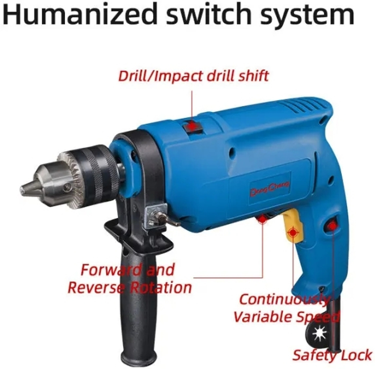 Image of Mat max DONGCHENG DZJ02-13 IMPACT DRILL 500WATT POWERFUL DRILL,13MM CHUCK SIZE Angle Drill (13 mm Chuck Size)
