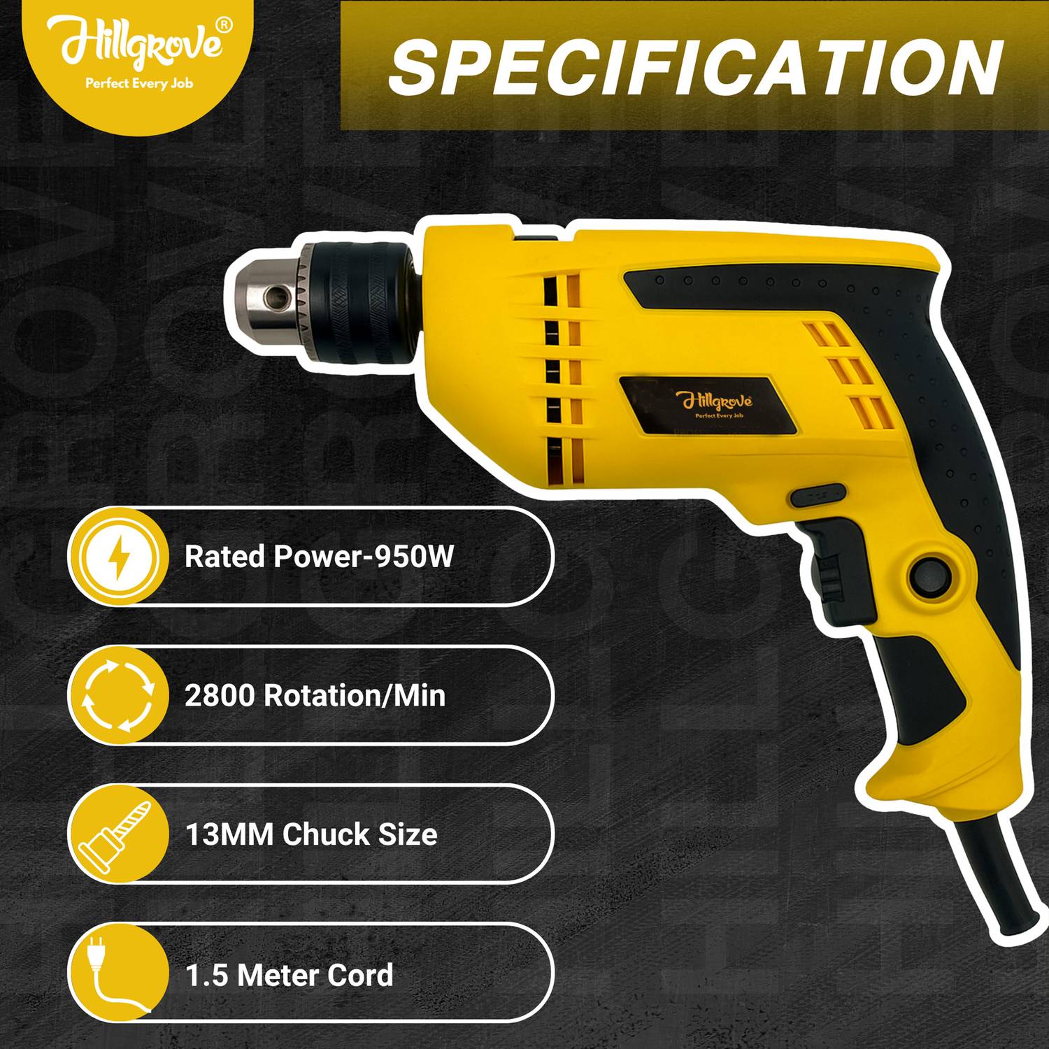 Hillgrove HGCM1382M2 13mm Power Drill Kit - Image 4