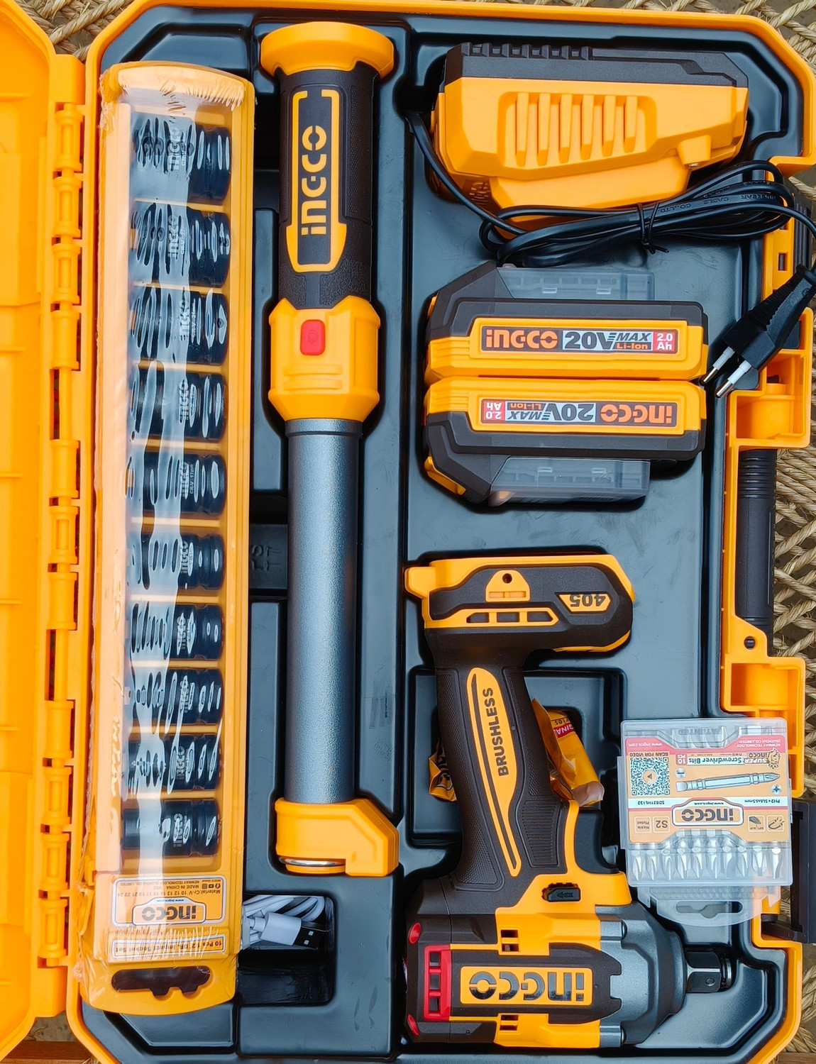 Image of INGCO COSLI23098 405NM CORDLESS COMBO KIT Power & Hand Tool Kit