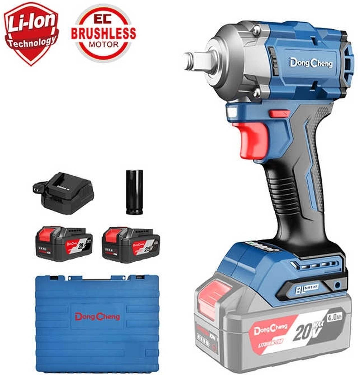 Image of Dongchengg DCPB358 CORDLESS BRUSHLESS IMPACT WRENCH 20V MAV 4.0AH*2GROUPS BATTERY & CHARGER Power & Hand Tool Kit