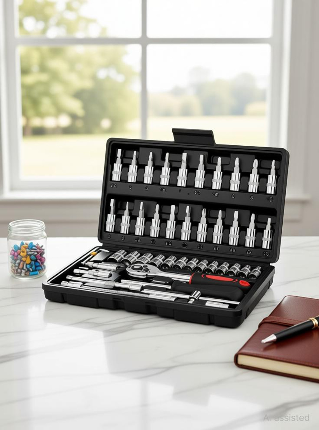 Image of romj 46 in 1 Pcs Tool Kit & Screwdriver Multi Purpose Combination Tool Case Precision Power & Hand Tool Kit