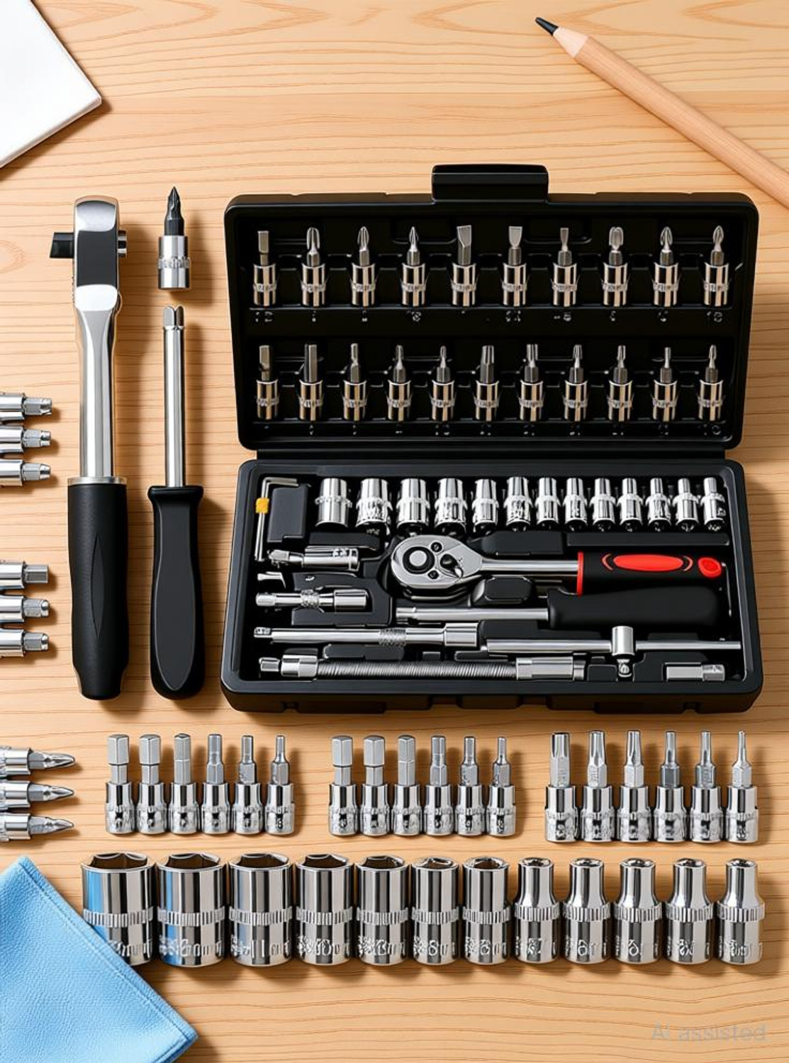 Image of romj 46 in 1 Pcs Tool Kit & Screwdriver Multi Purpose Combination Tool Case Precision Power & Hand Tool Kit
