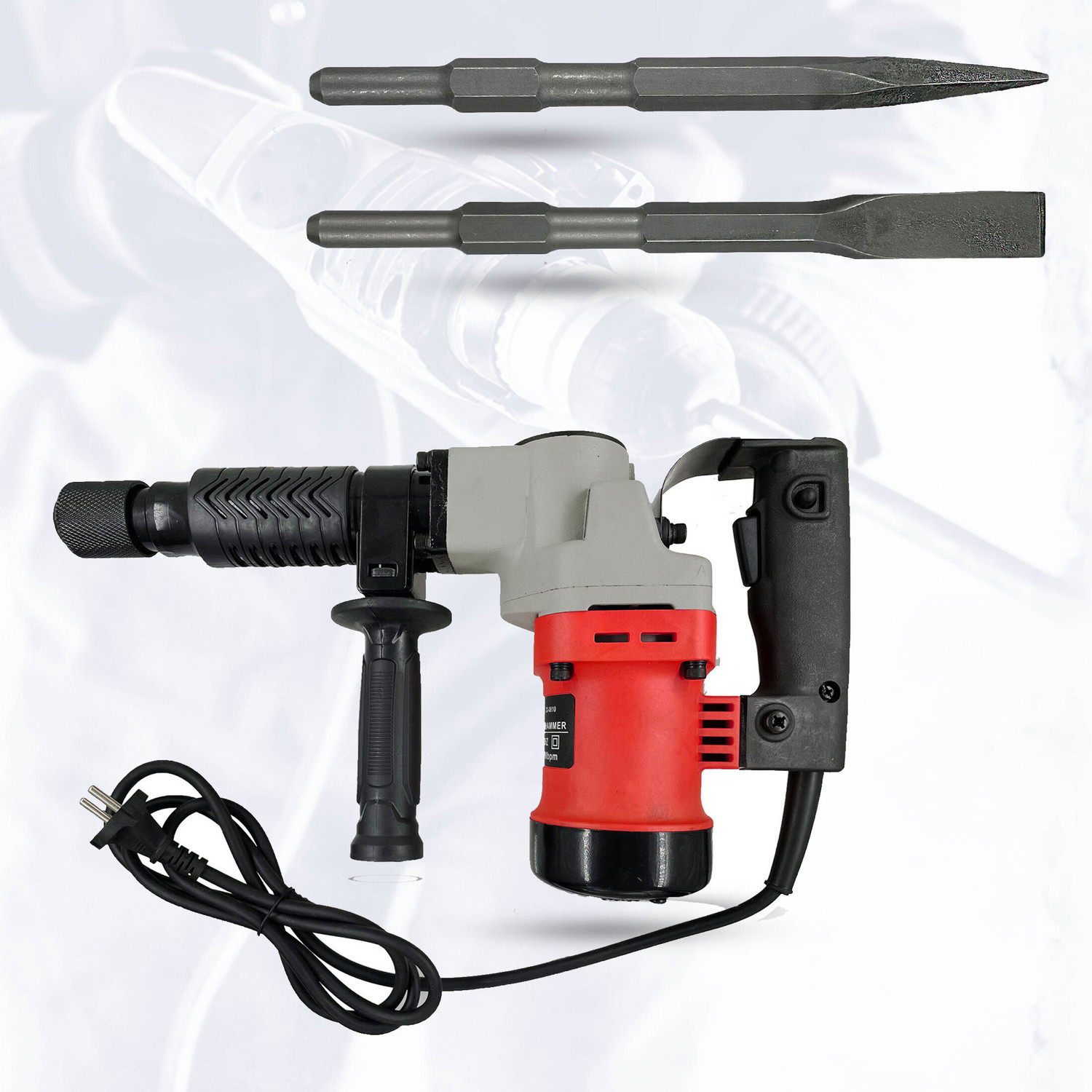 Image of Hillgrove HGCM536M5 17mm Demolition Chisel+Hammer Concrete Breaker Drill Machine with Power & Hand Tool Kit