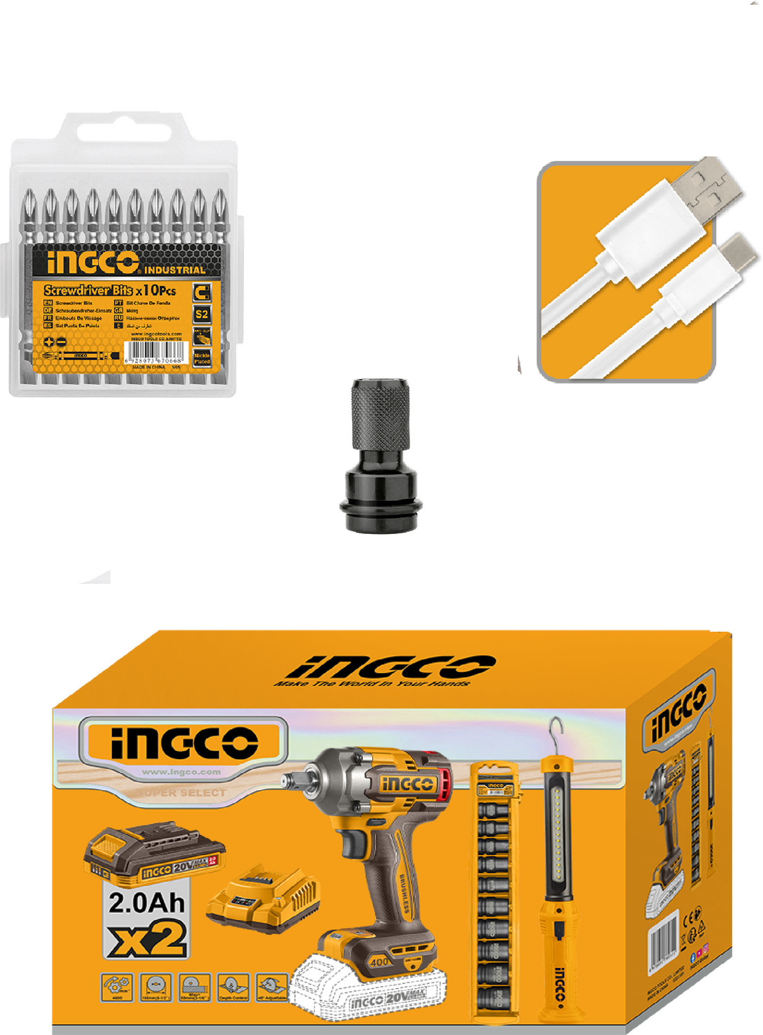 Image of INGCO Cordless 2 pcs combo kit COSLI23048 Power & Hand Tool Kit