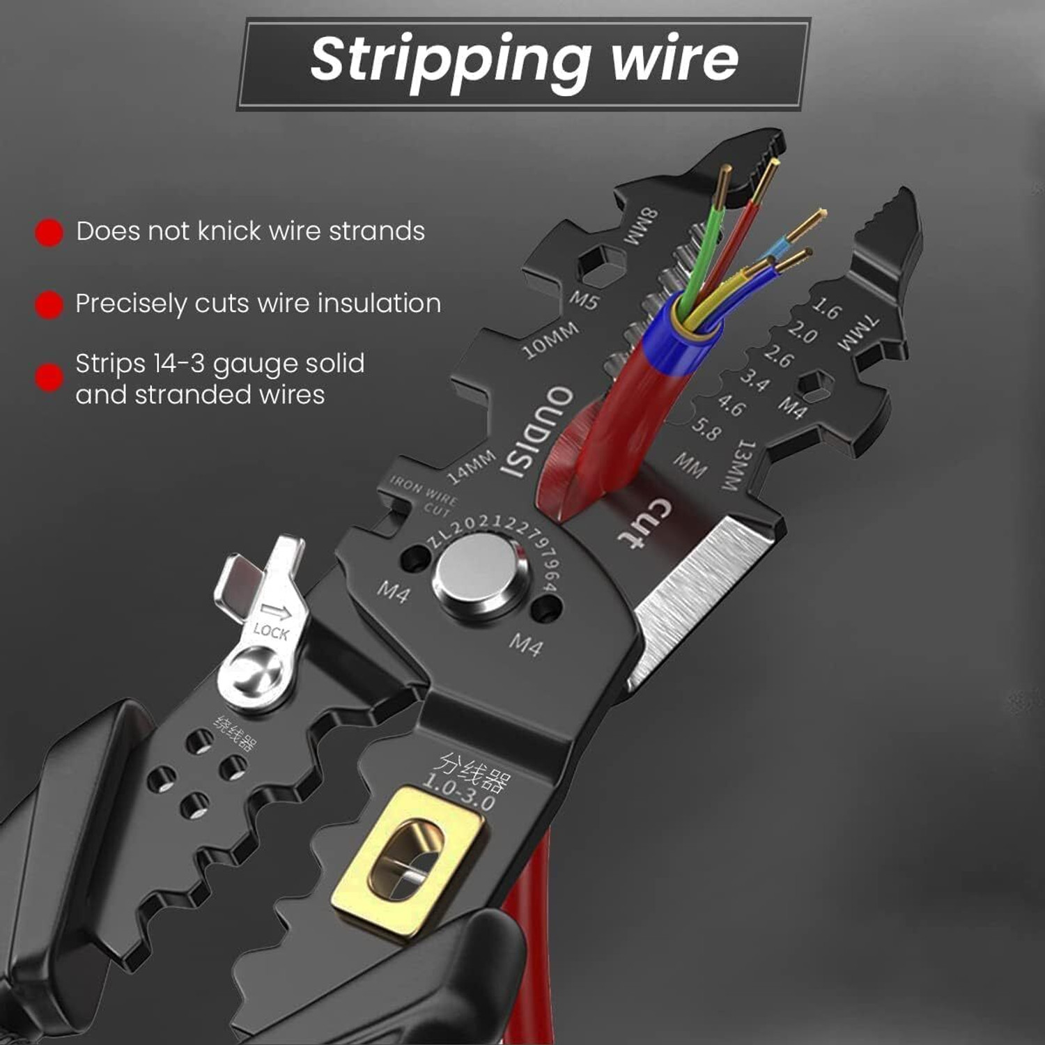 Image of REVATAKG Wire Stripper and Cutter Pliers Tools For Electricians 25-in-1 Multifunctional Wire and Cable Stripping, Cutting, Winding, Crimping Precision Wire Cutter